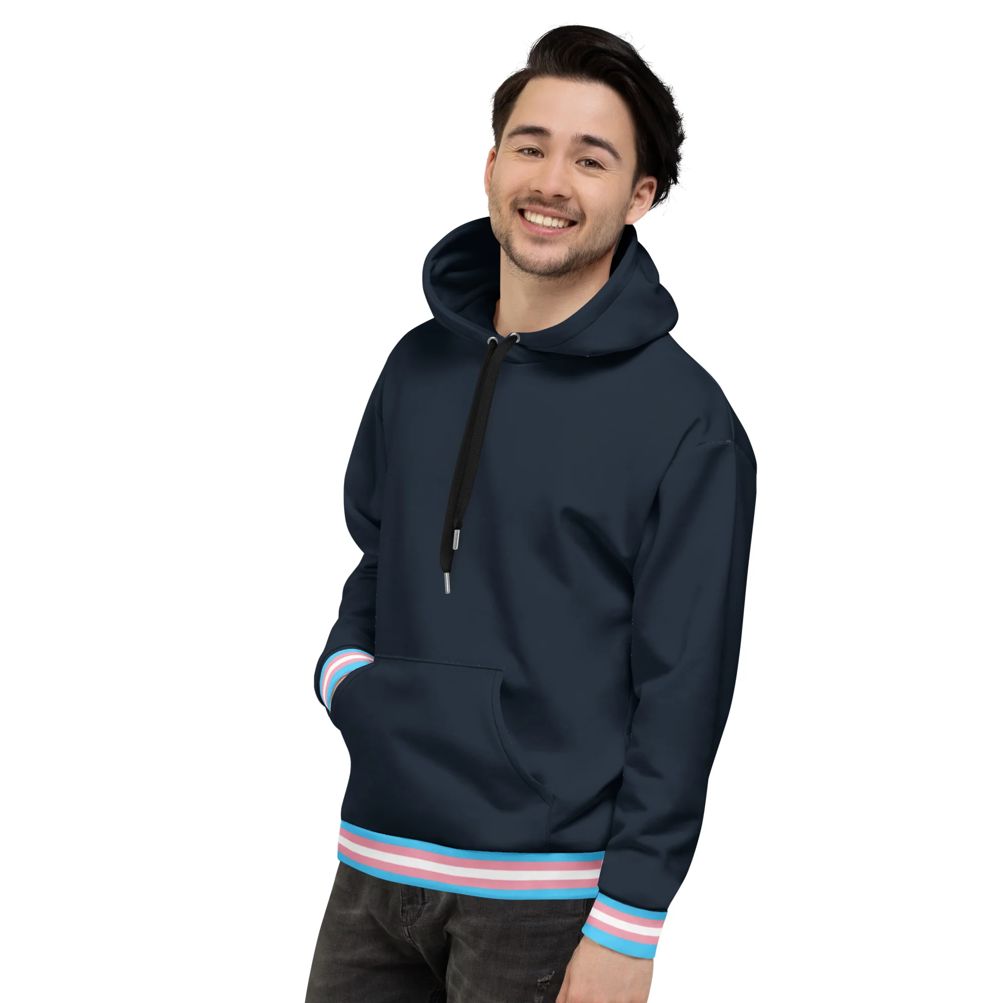 Dark Blue Trans Flag Trim Hoodie - Image 4