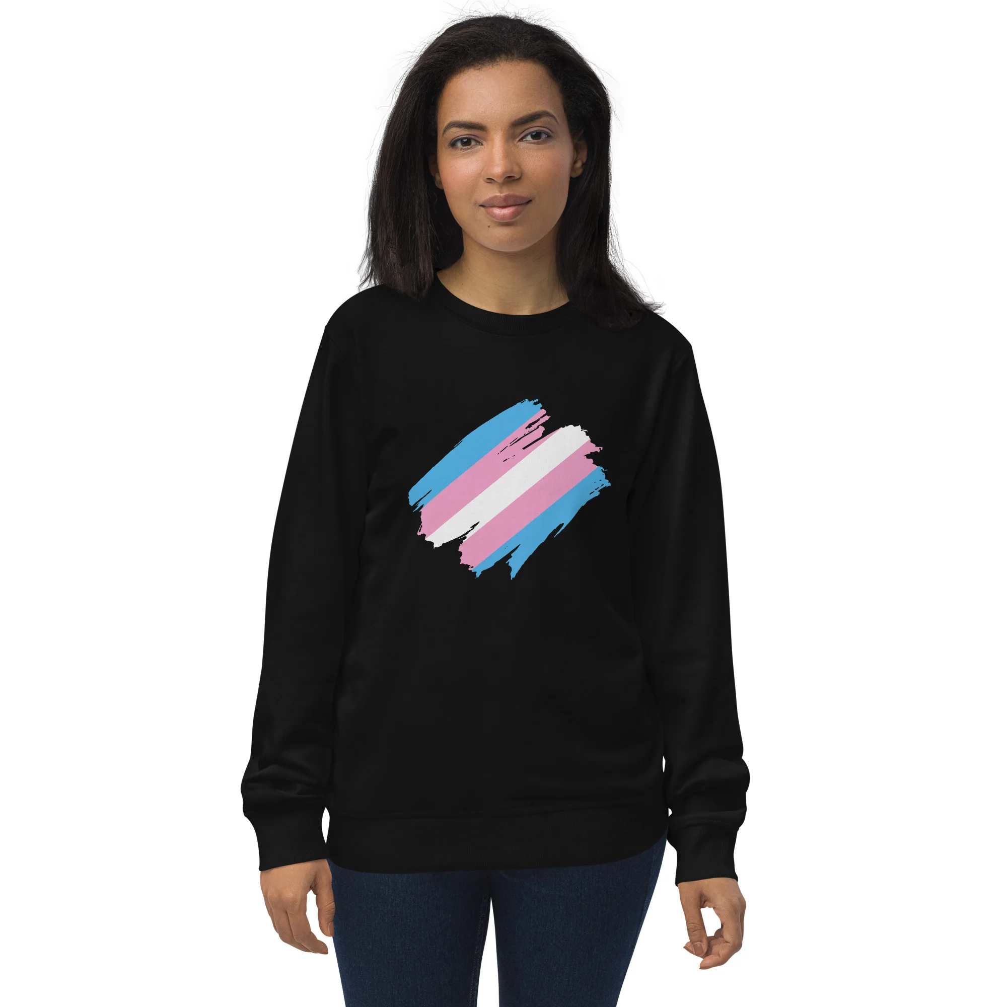 Trans Pride Brush Strokes Organic Sweatshirt - Image 2