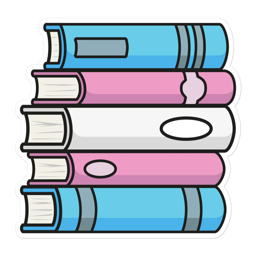 Trans Pride Flag Book Stack Sticker