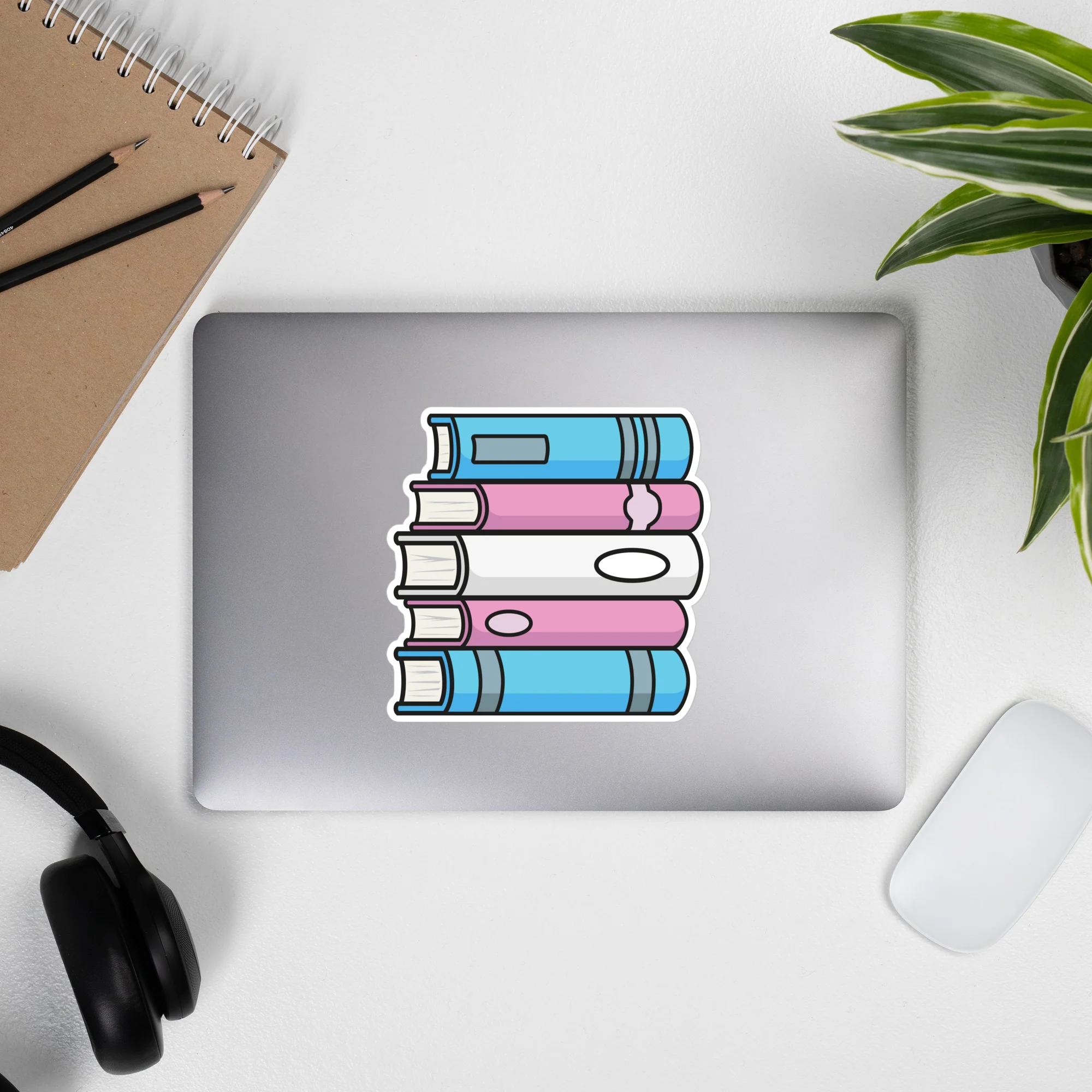 Trans Pride Flag Book Stack Sticker - Image 5