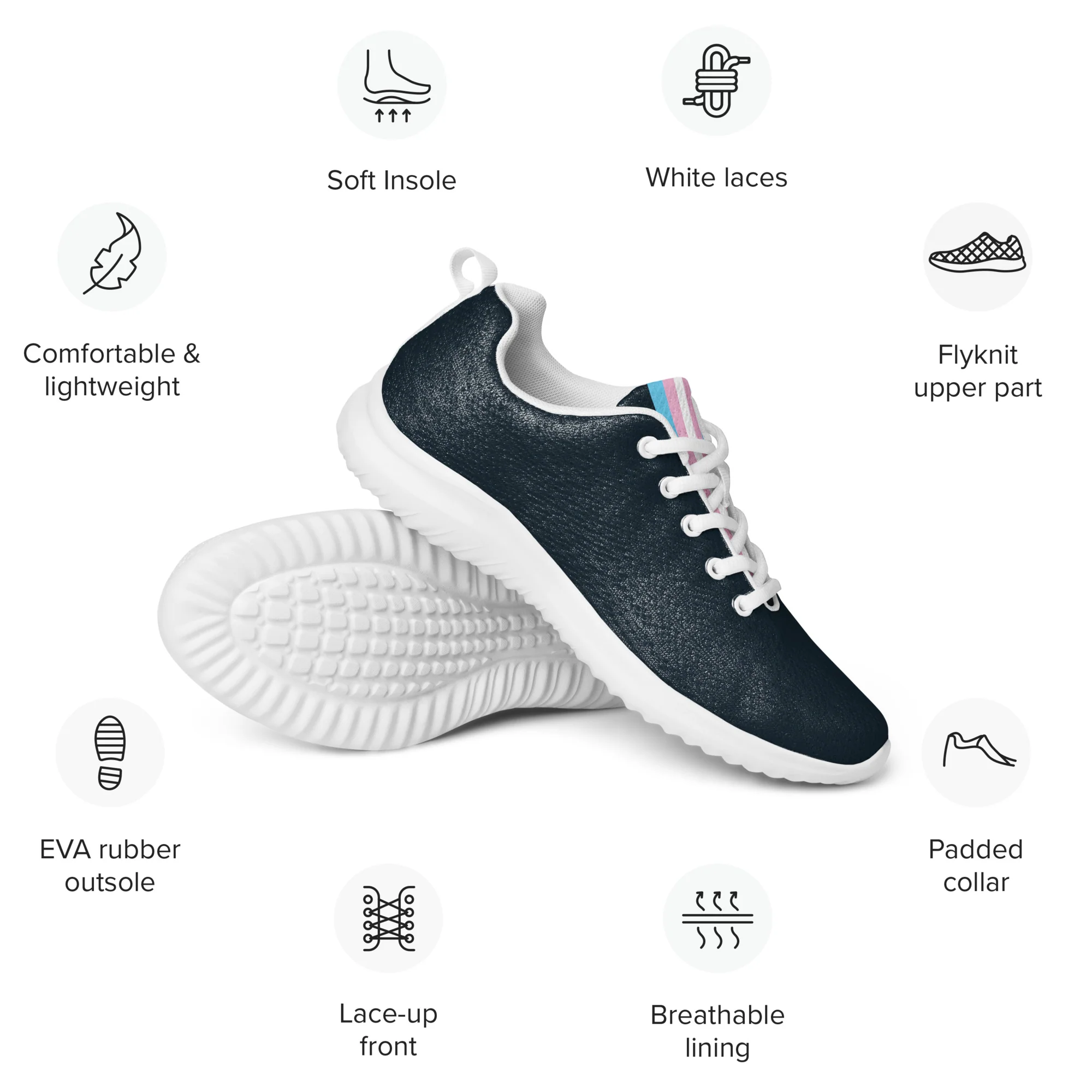 Trans Pride Flag Dark Blue Trainers (male sizes) - Image 8