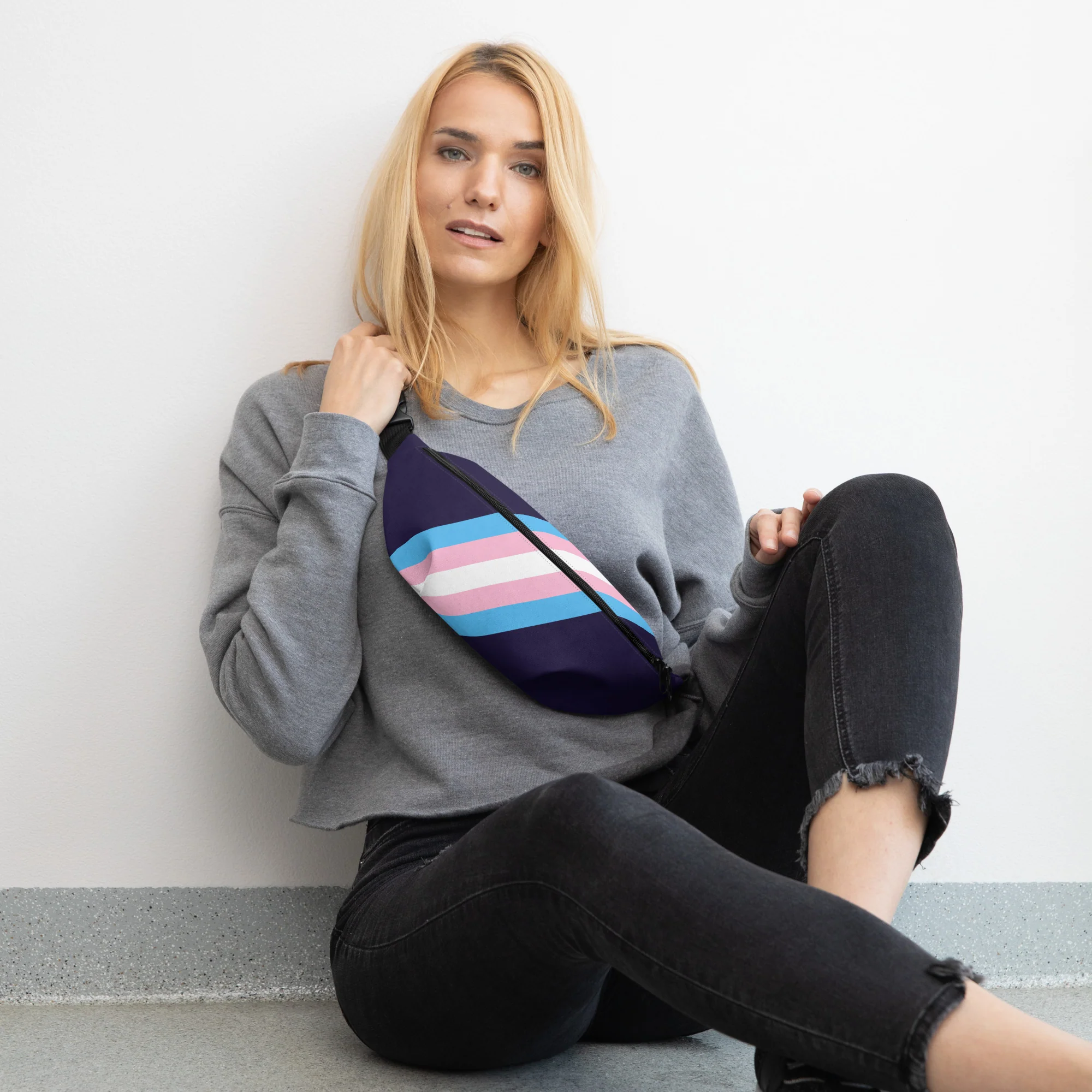 Trans Pride Flag Diagonal Fanny Pack/Bum Bag - Image 7