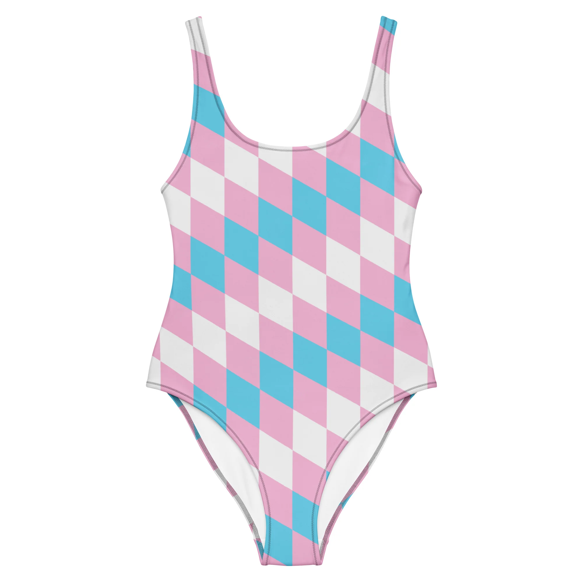 Trans Pride Flag Diamonds One-Piece Swimsuit