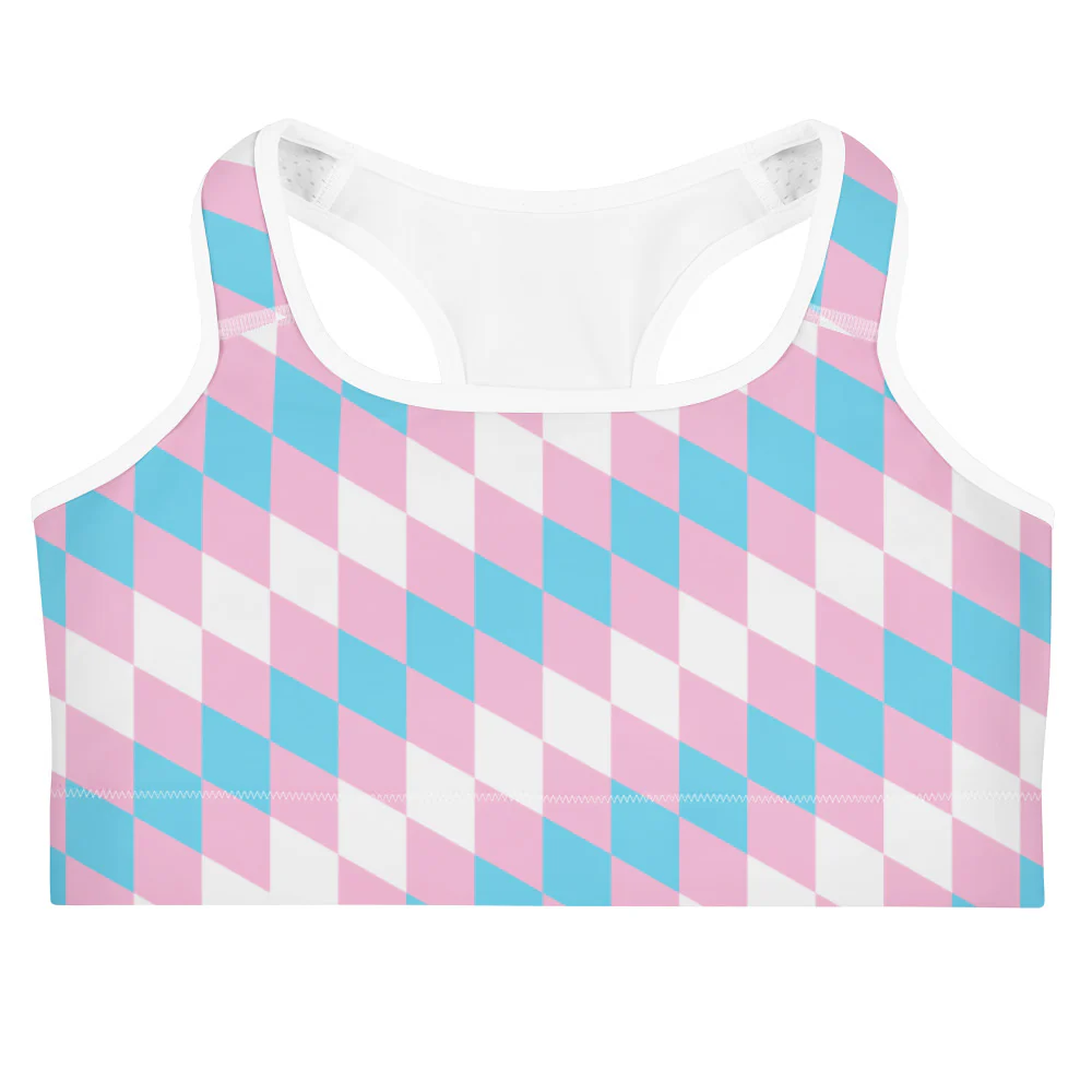Trans Pride Flag Diamonds Sports Bra