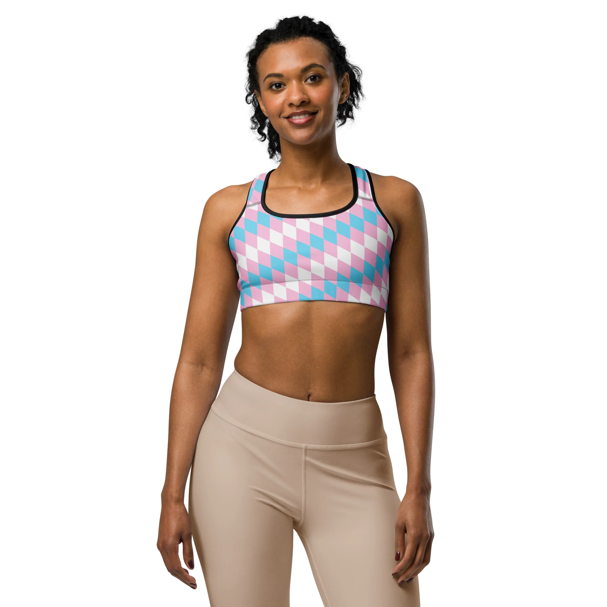 Trans Pride Flag Diamonds Sports Bra - Image 3