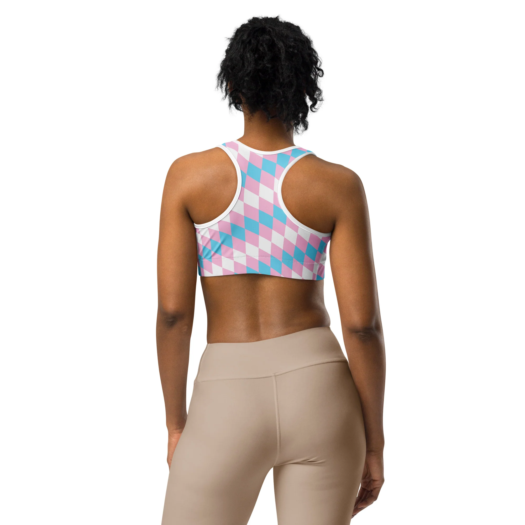 Trans Pride Flag Diamonds Sports Bra - Image 4