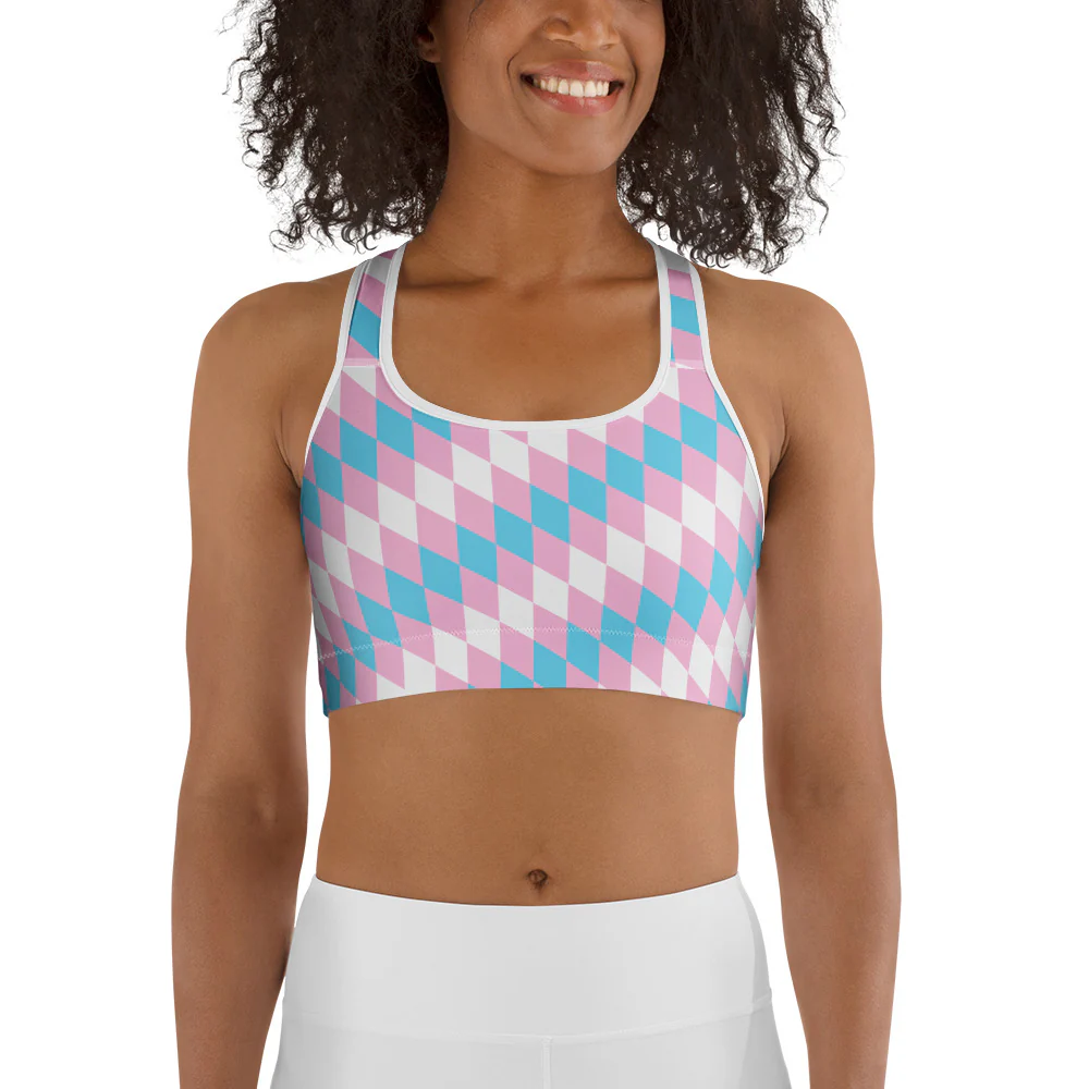 Trans Pride Flag Diamonds Sports Bra - Image 5