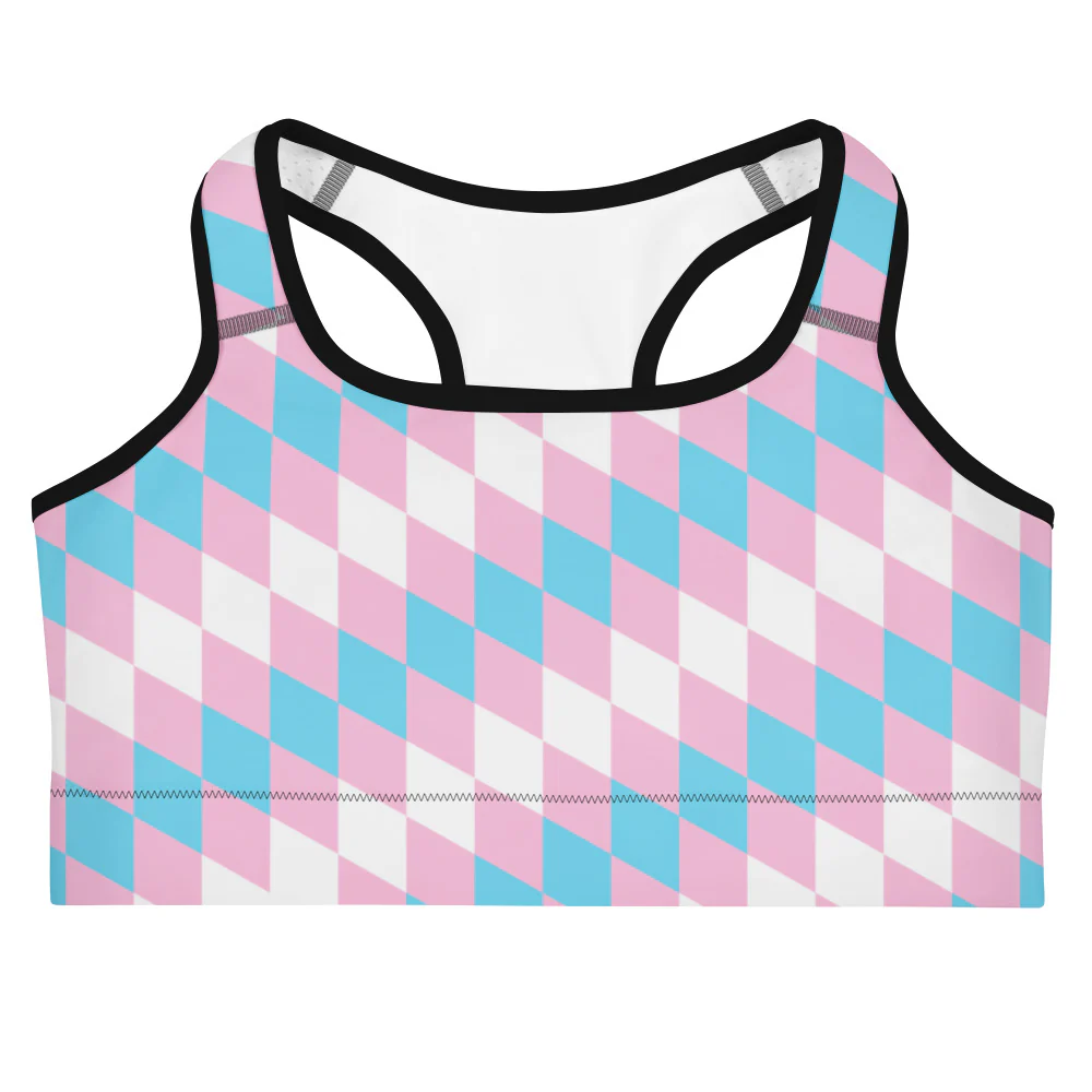 Trans Pride Flag Diamonds Sports Bra - Image 6