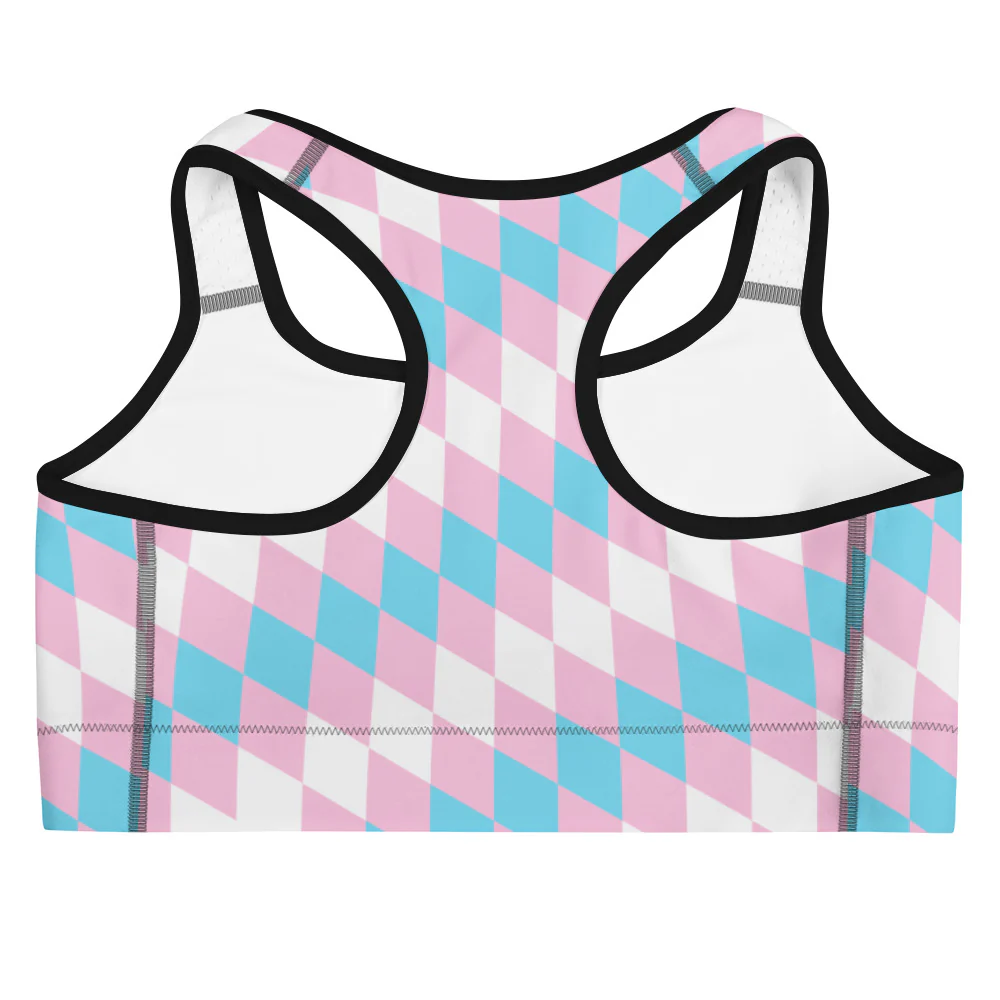 Trans Pride Flag Diamonds Sports Bra - Image 7