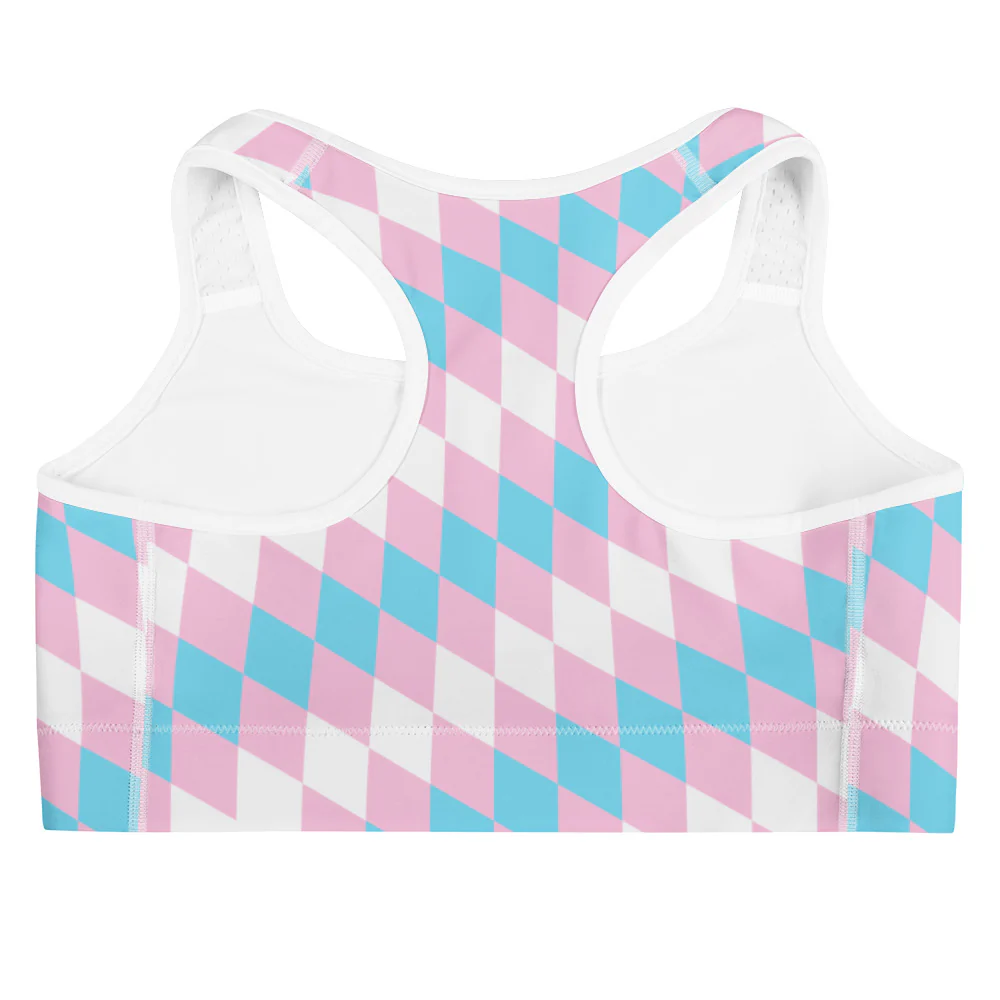 Trans Pride Flag Diamonds Sports Bra - Image 8