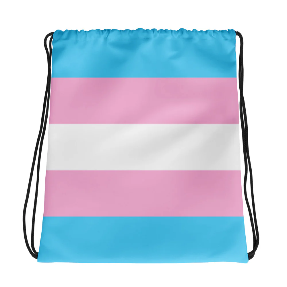 Trans Pride Flag Drawstring Bag - Image 2