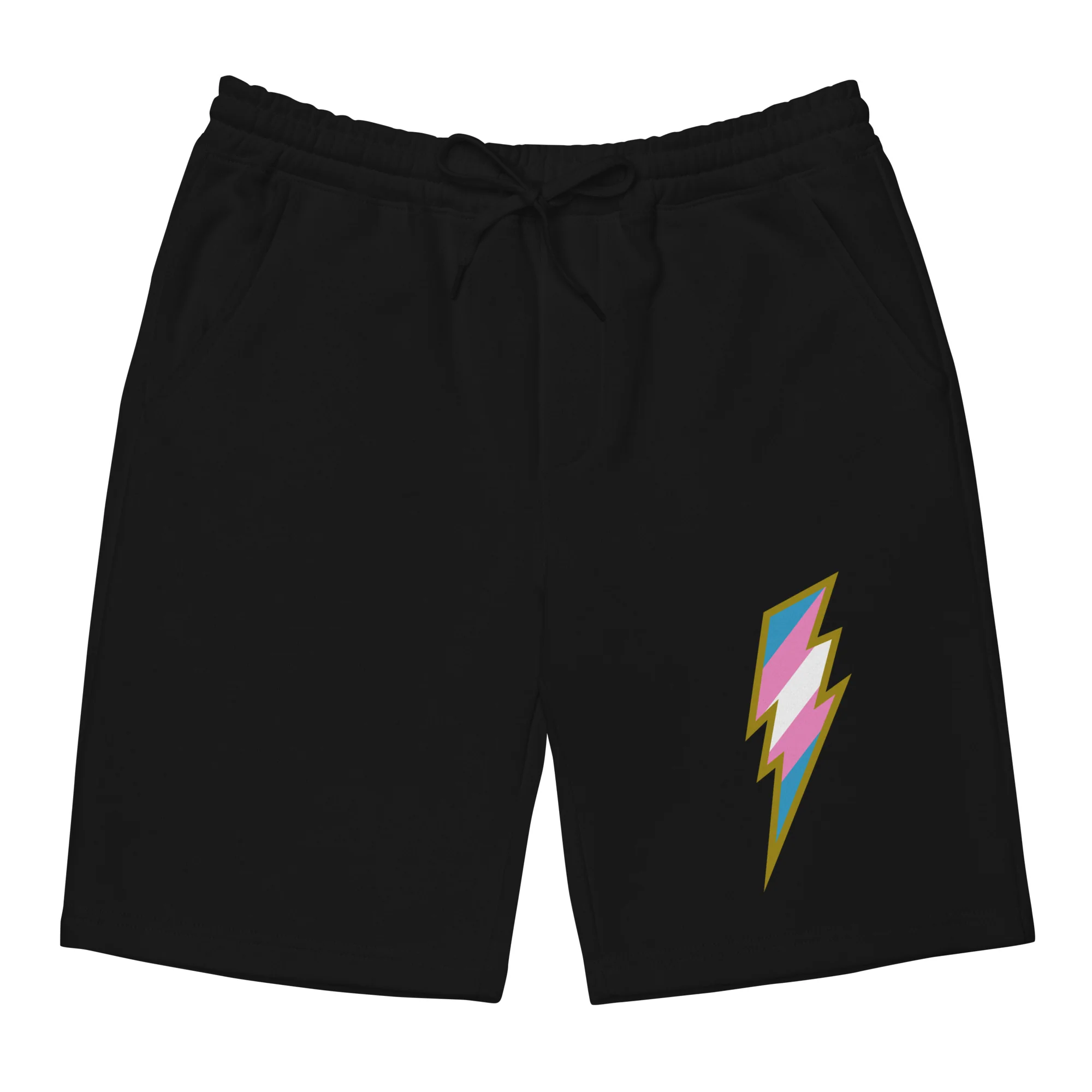 Trans Pride Flag Lightning Bolt Fleece Shorts