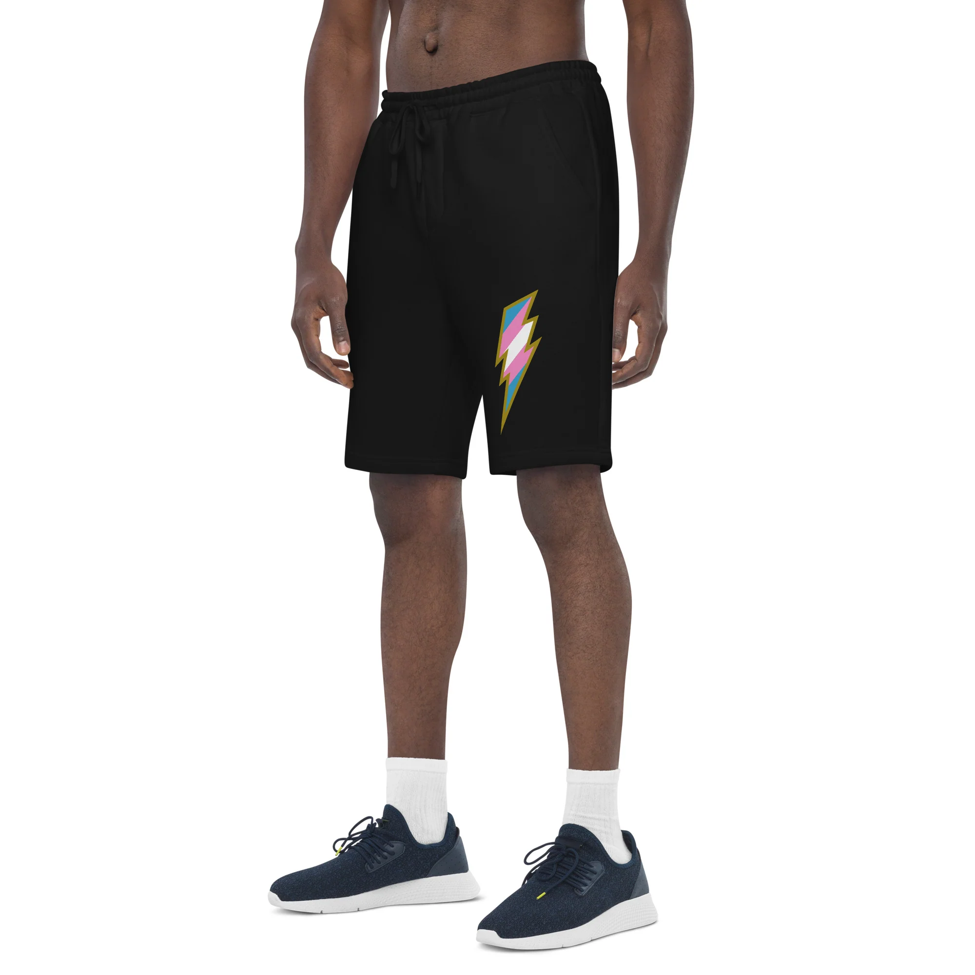 Trans Pride Flag Lightning Bolt Fleece Shorts - Image 5