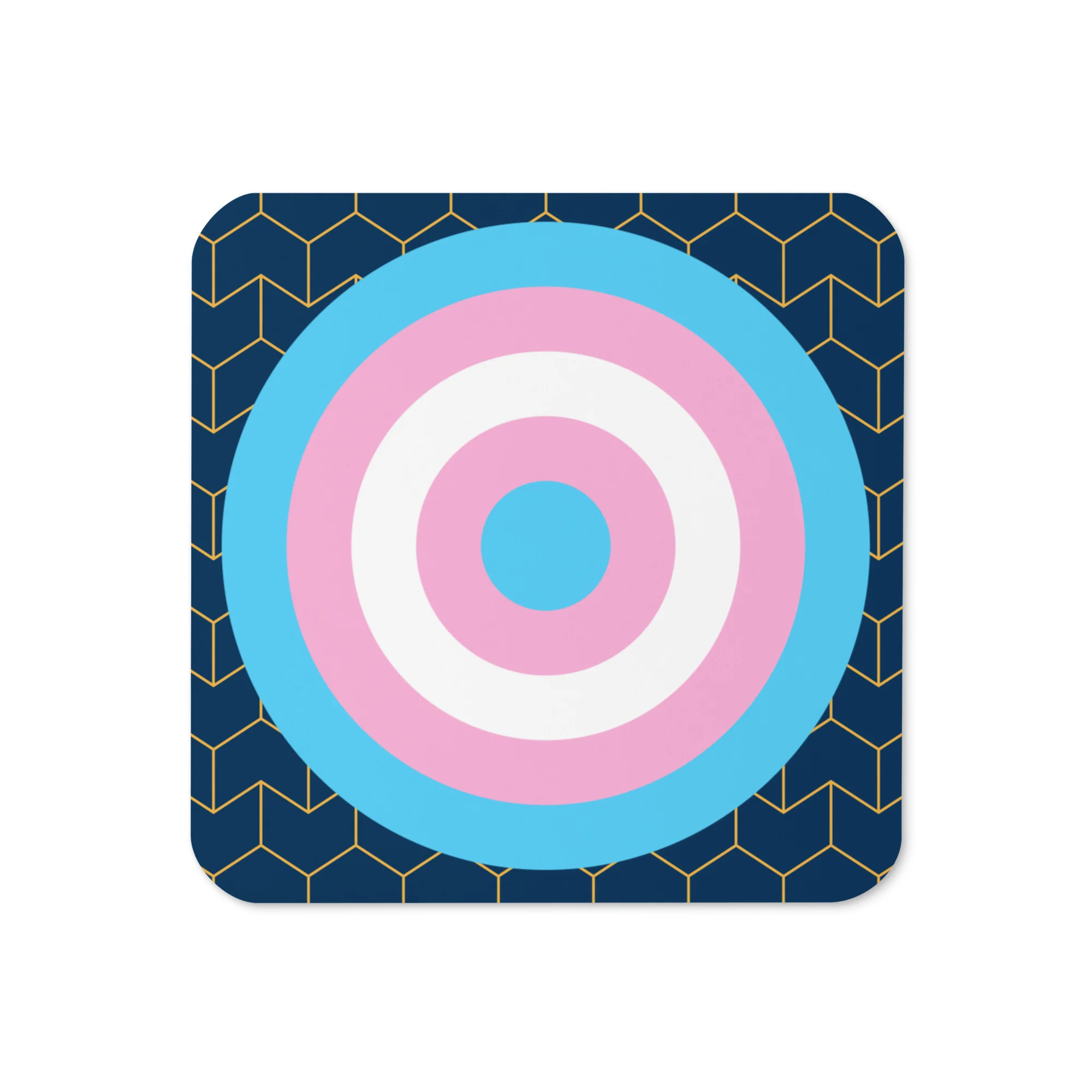 Trans Pride Flag Roundel Block Pattern Coaster