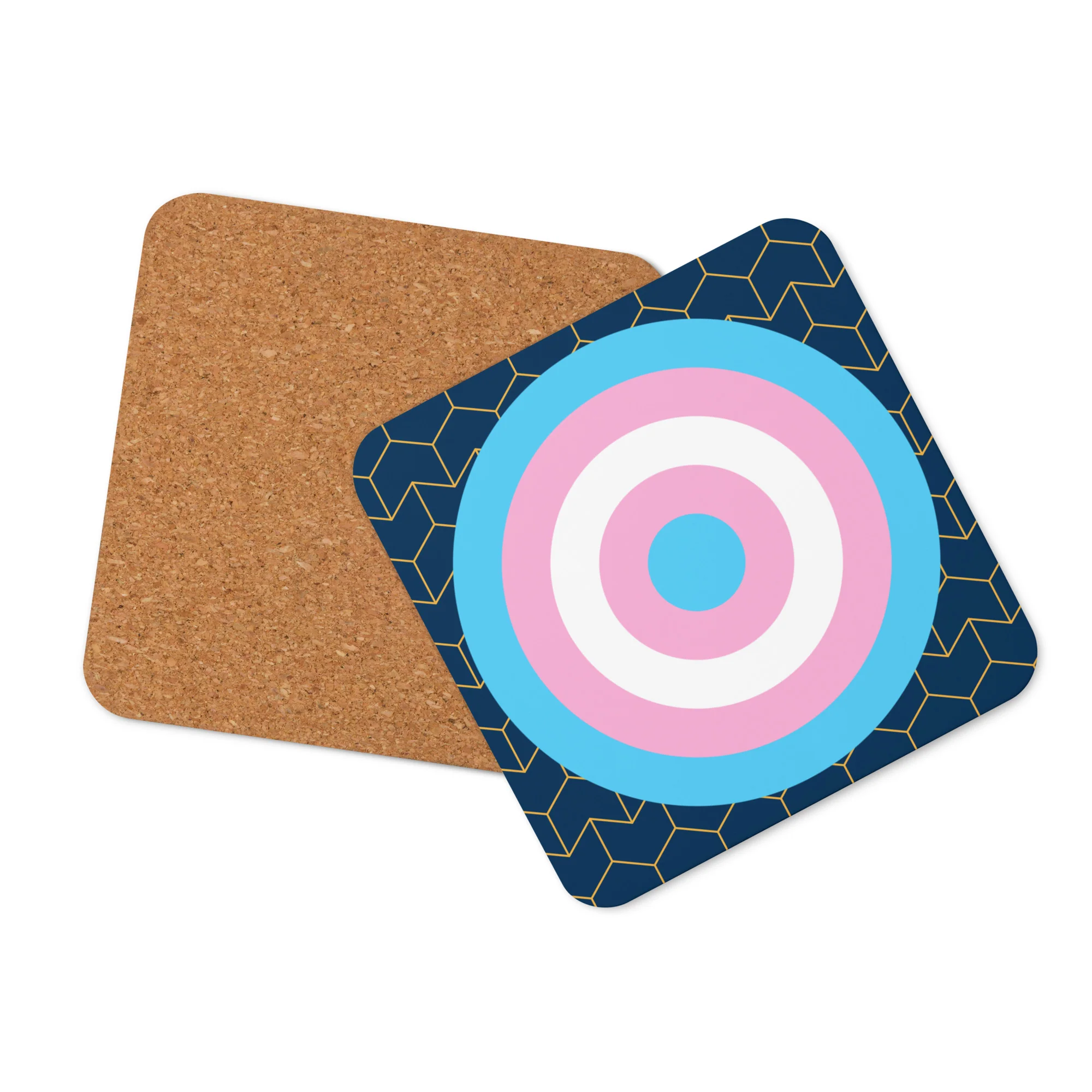 Trans Pride Flag Roundel Block Pattern Coaster - Image 2