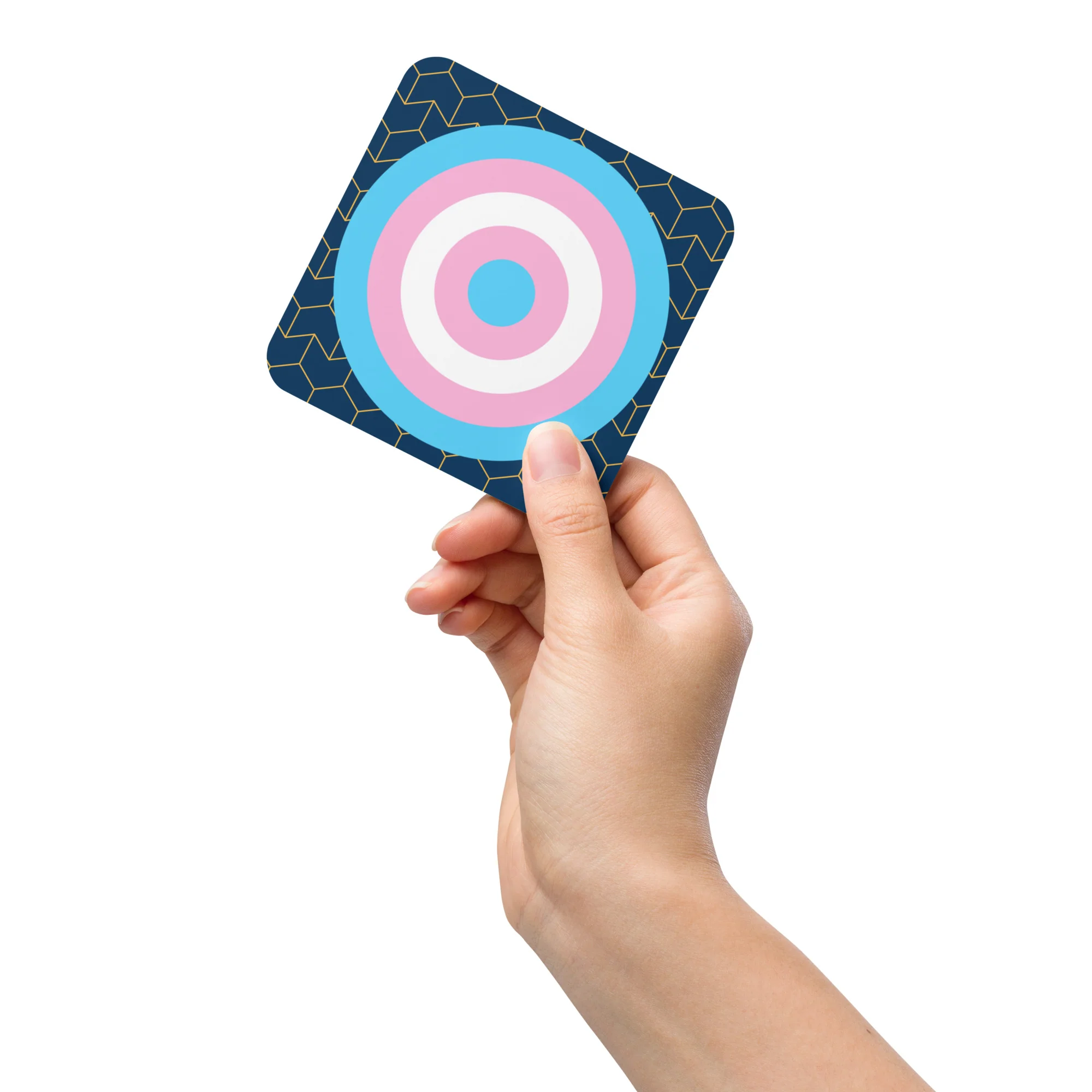 Trans Pride Flag Roundel Block Pattern Coaster - Image 3