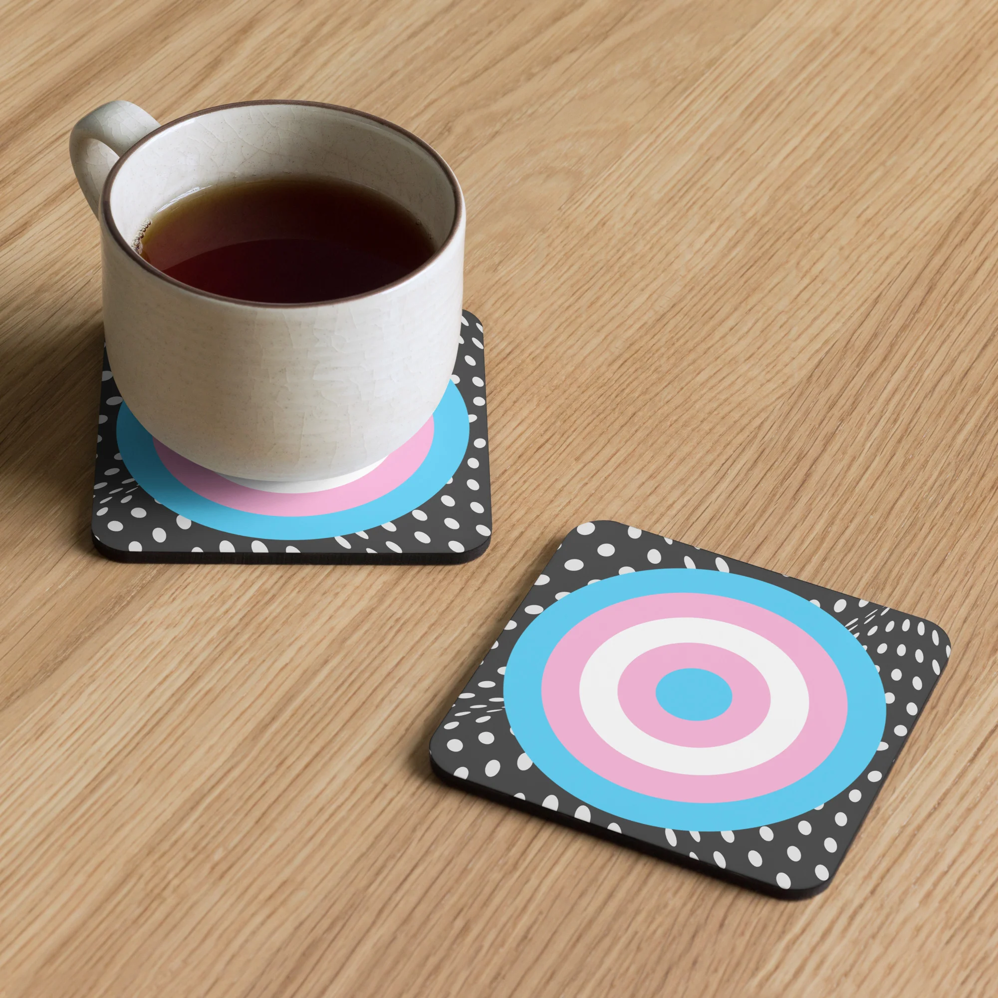 Trans Pride Flag Roundel on Spots Coaster - Image 5