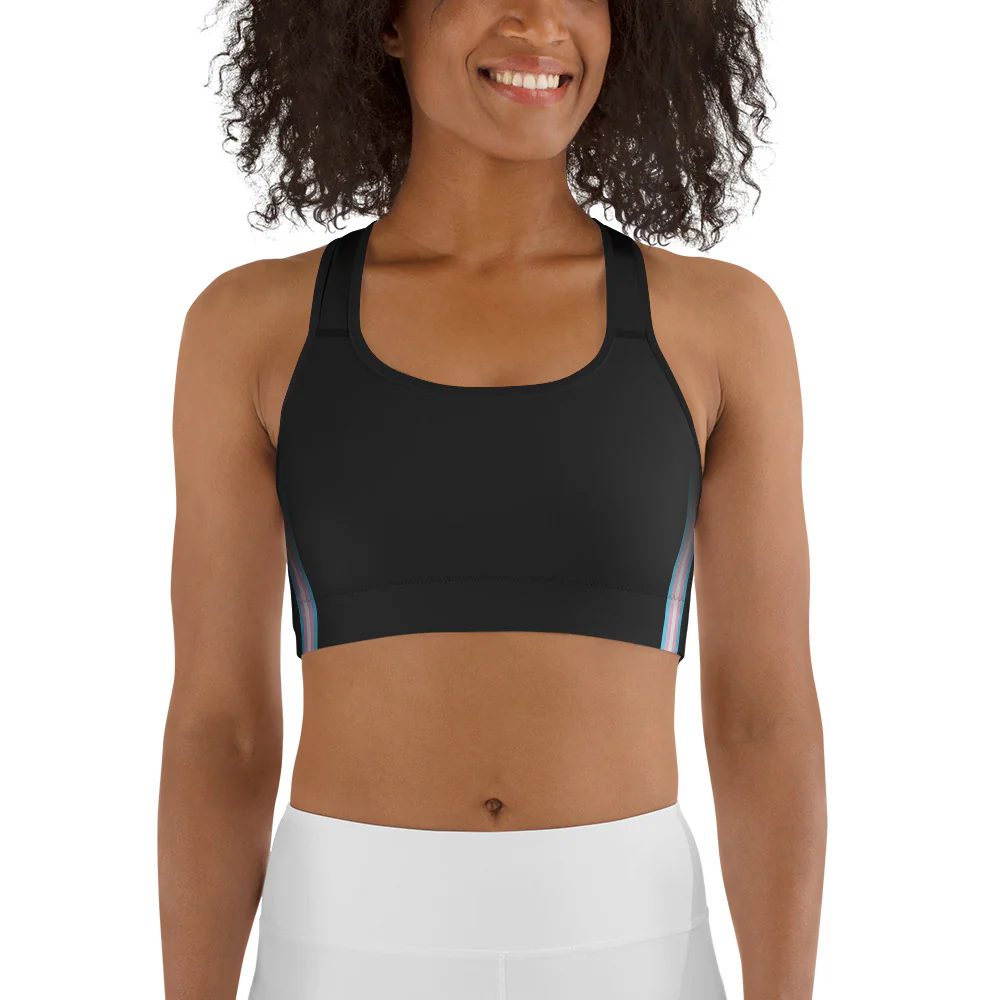 Trans Pride Flag Side Fade Sports Bra - Image 3