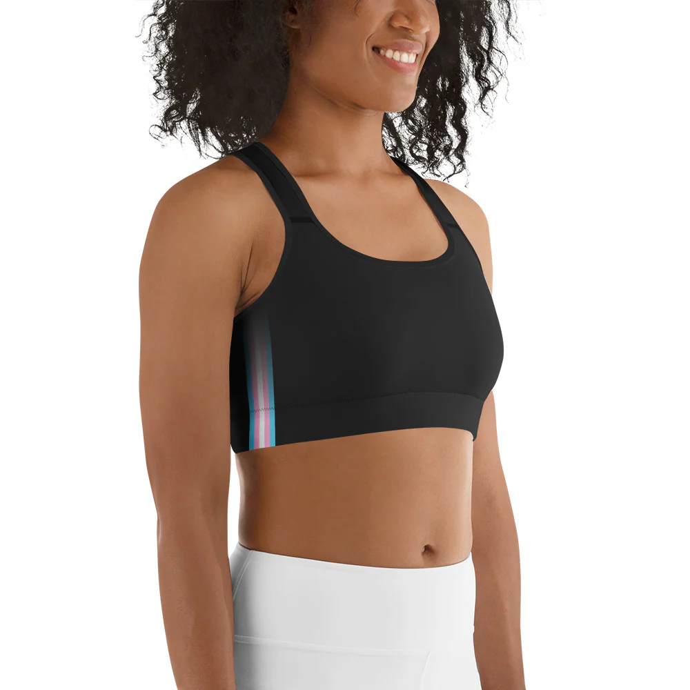 Trans Pride Flag Side Fade Sports Bra - Image 4