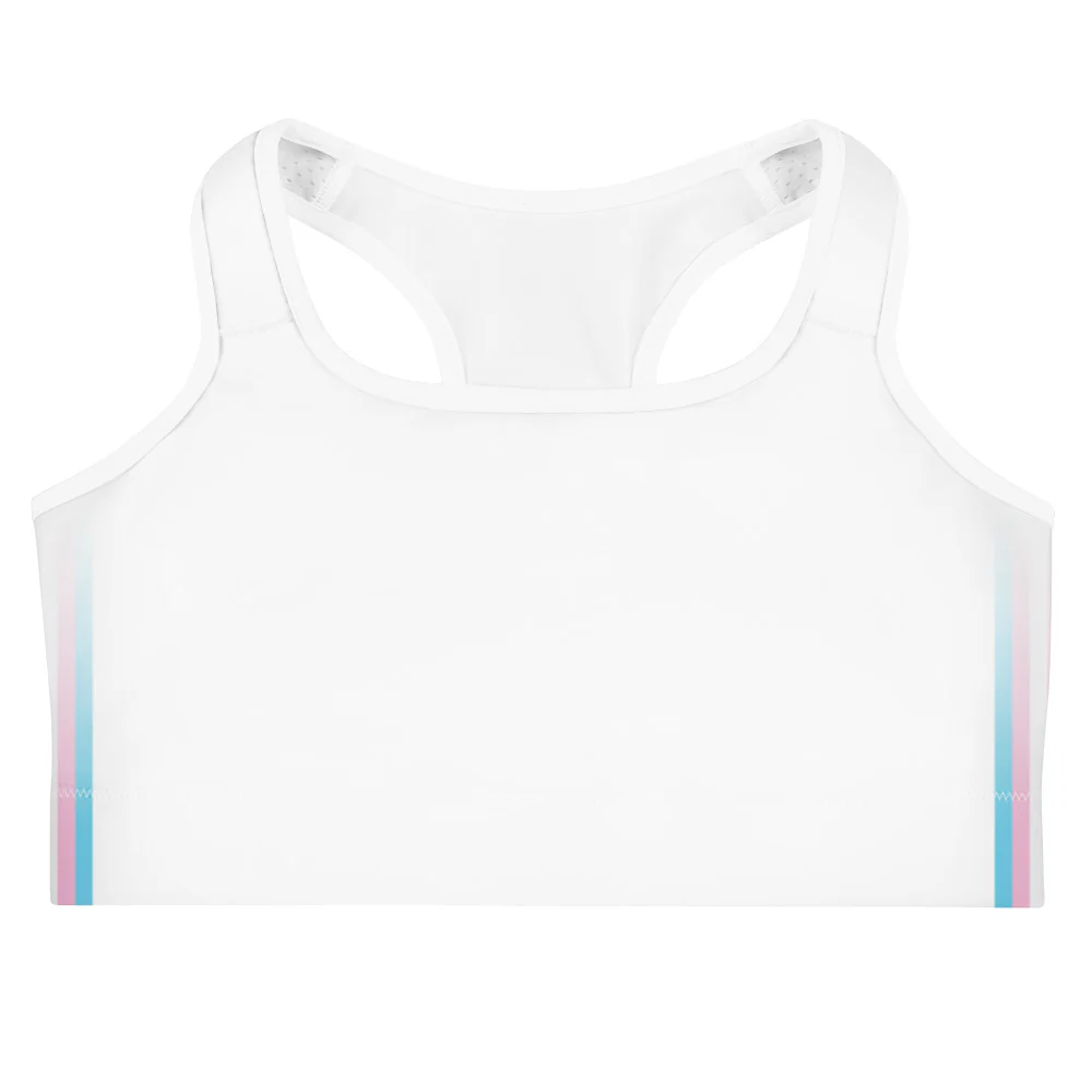 Trans Pride Flag Side Fade White Sports Bra