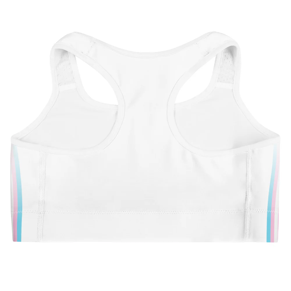 Trans Pride Flag Side Fade White Sports Bra - Image 9