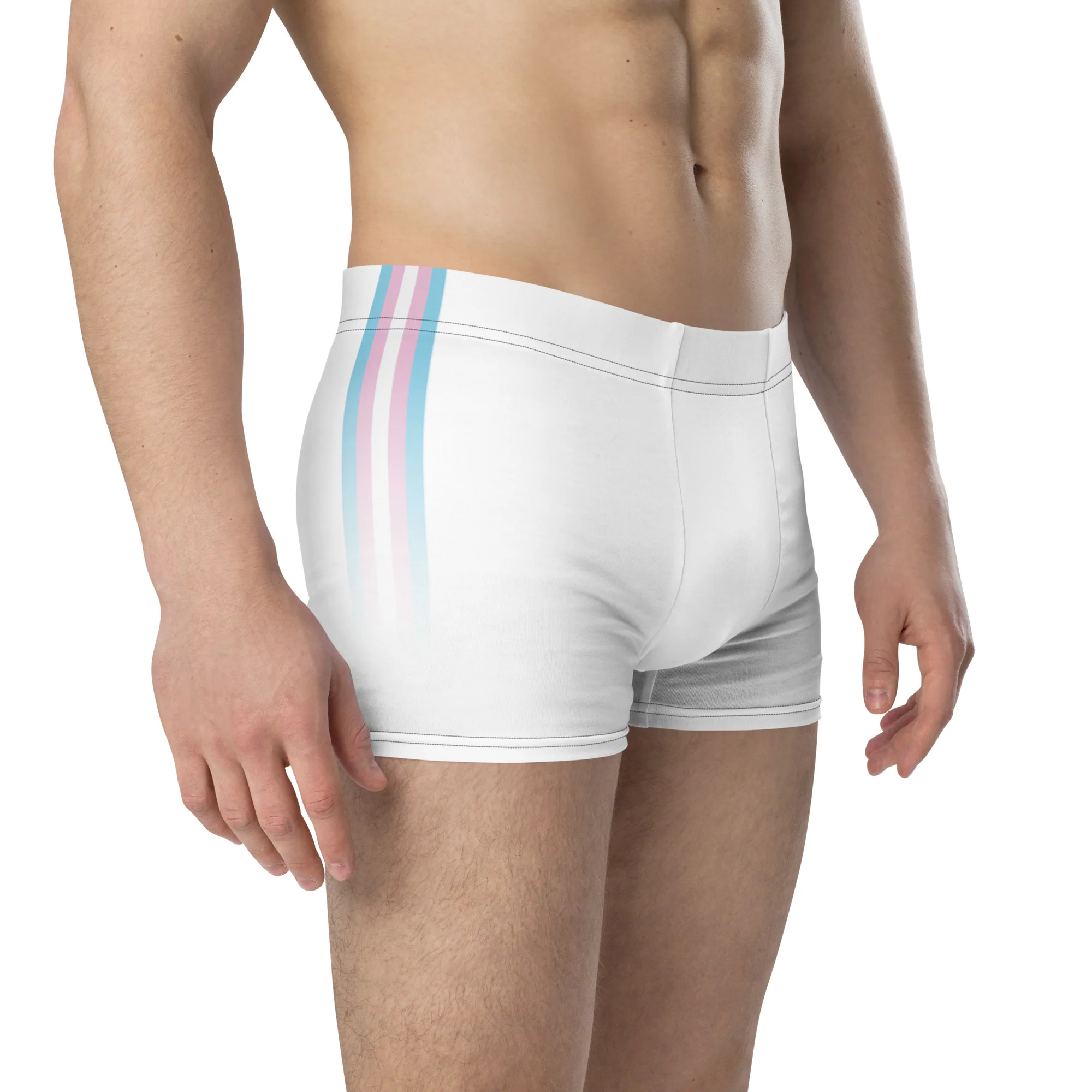 Trans Pride Flag Side Stripe Fade White Boxer Briefs - Image 3