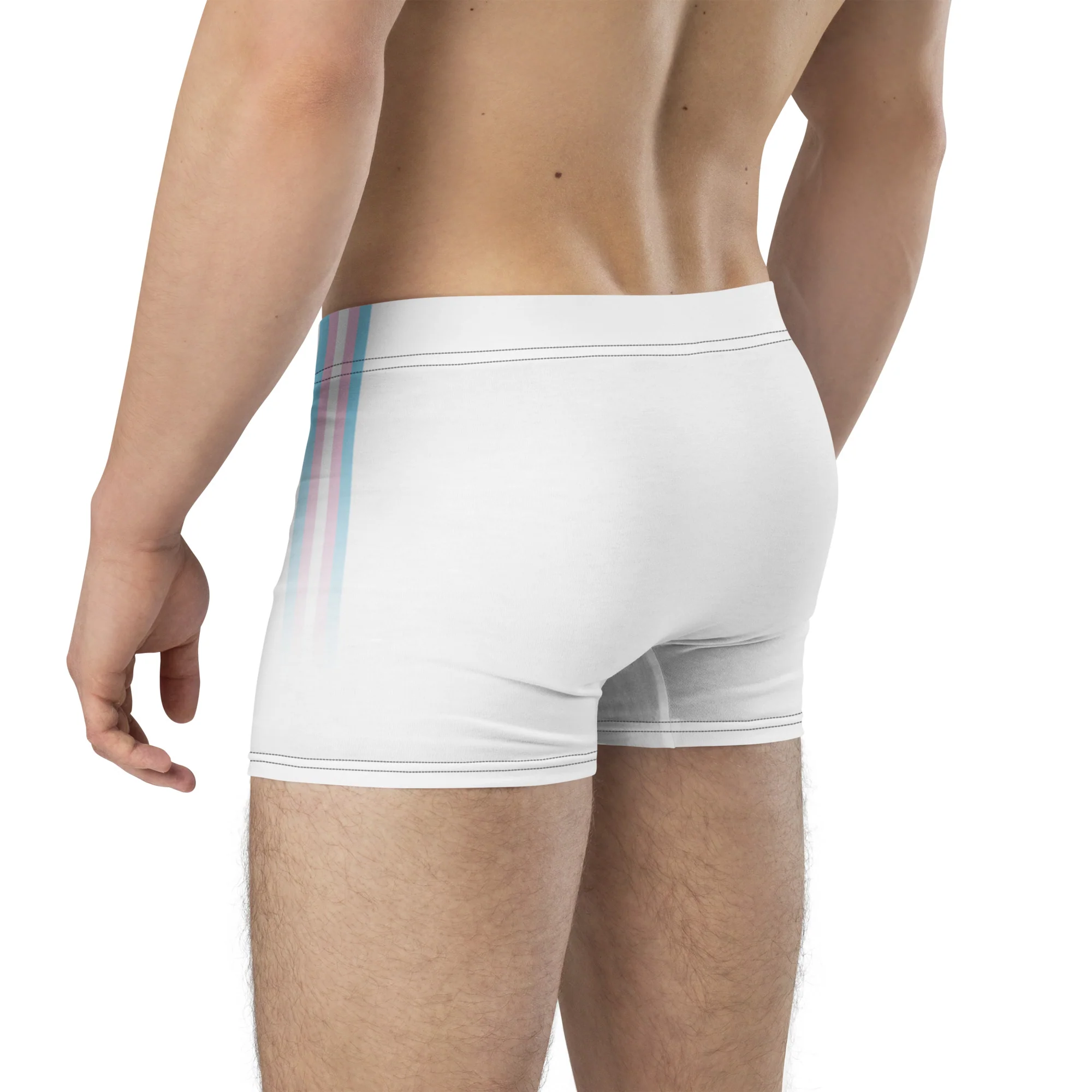 Trans Pride Flag Side Stripe Fade White Boxer Briefs - Image 5