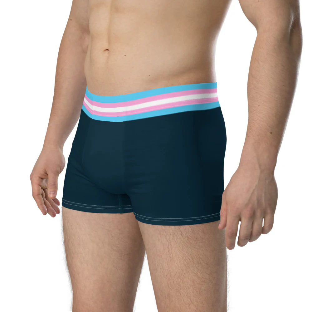 Trans Pride Flag Trim Blue Boxer Briefs - Image 2