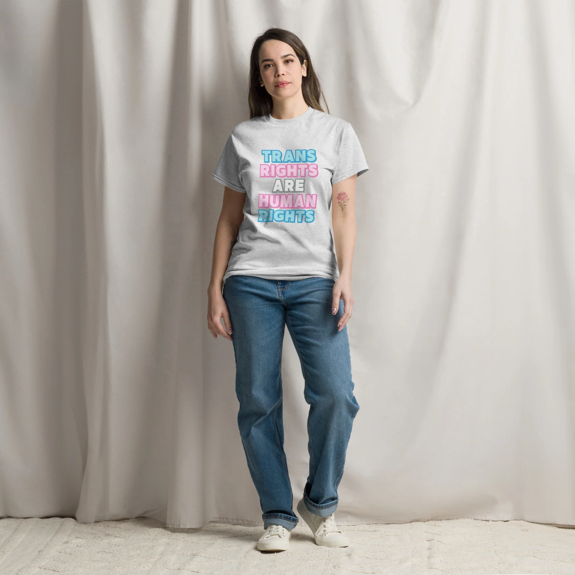 Trans Rights Are Human Rights Shadow Text T-Shirt - Image 2