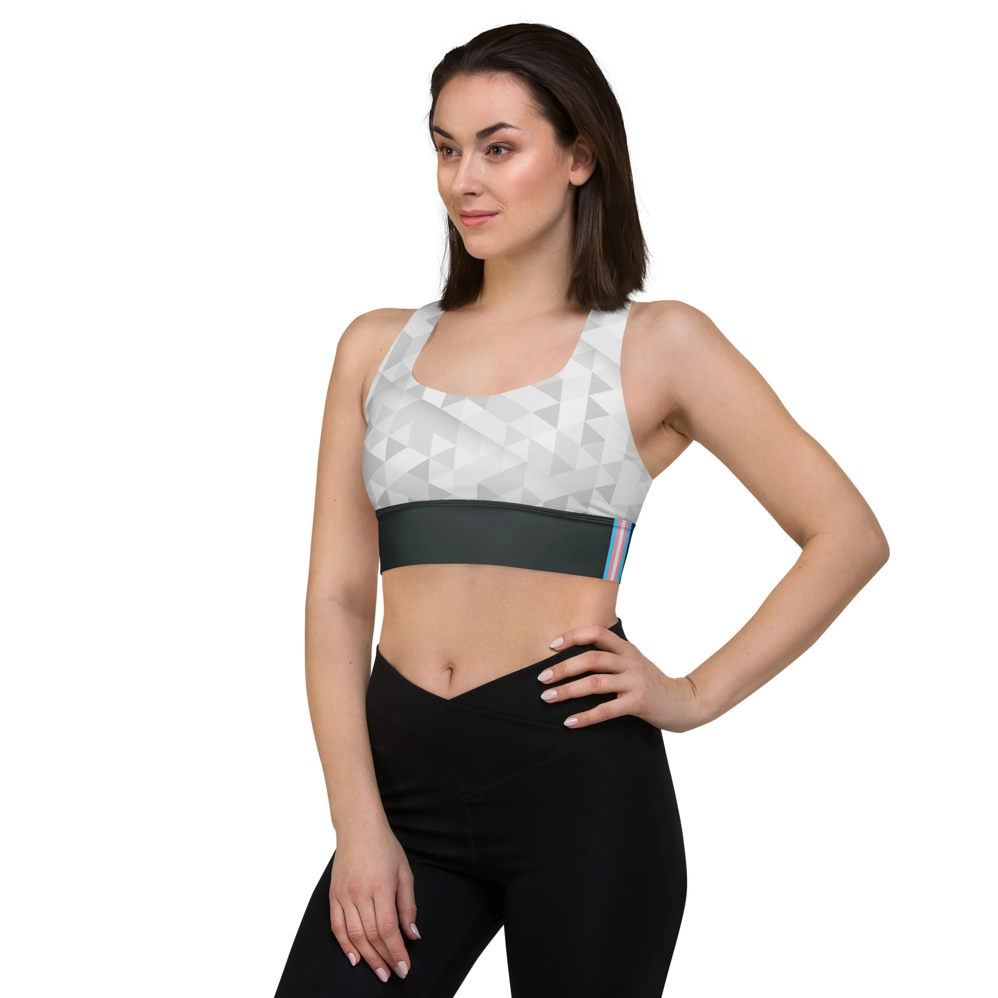 Trans Triangle Pattern Longline Sports Bra - Image 5