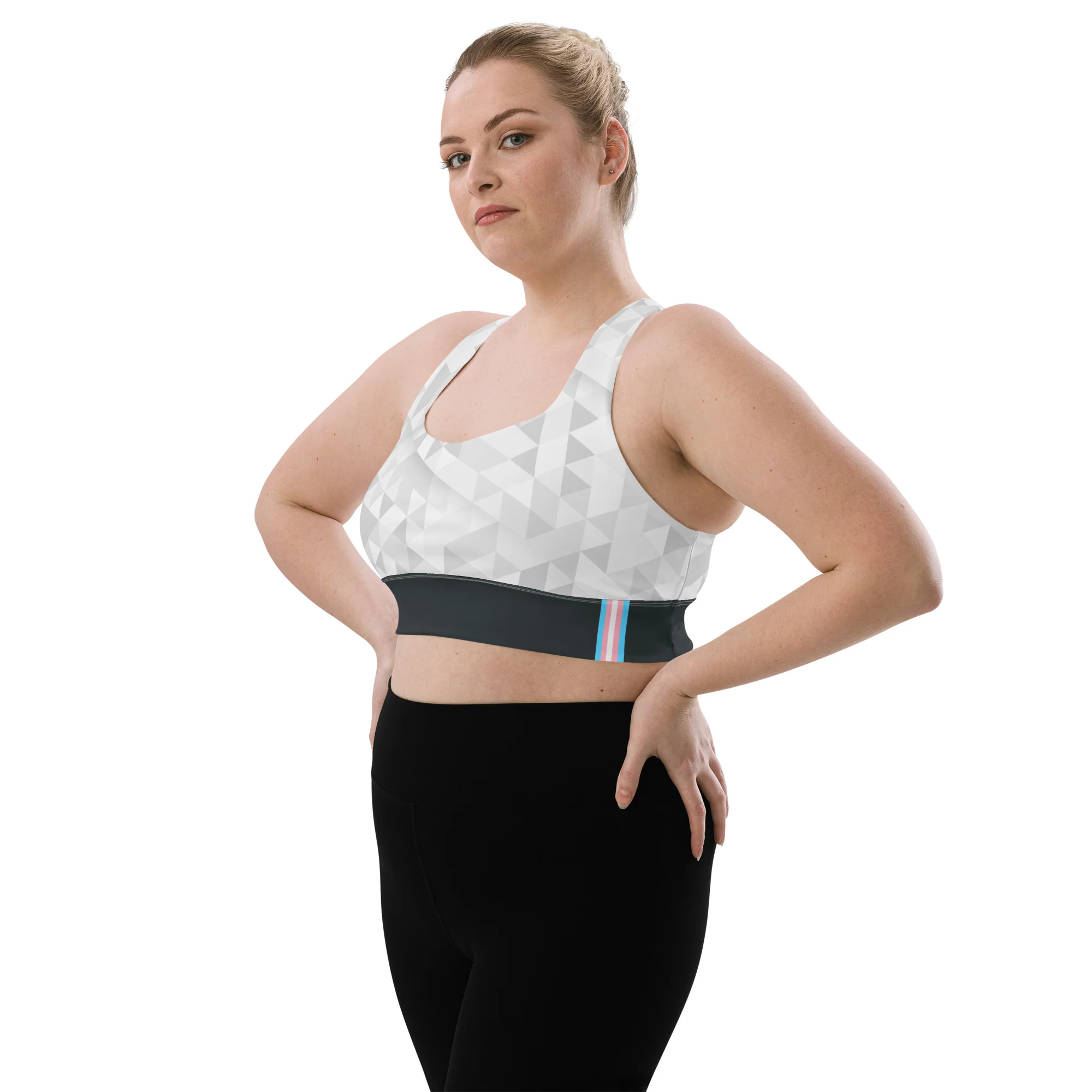 Trans Triangle Pattern Longline Sports Bra - Image 6