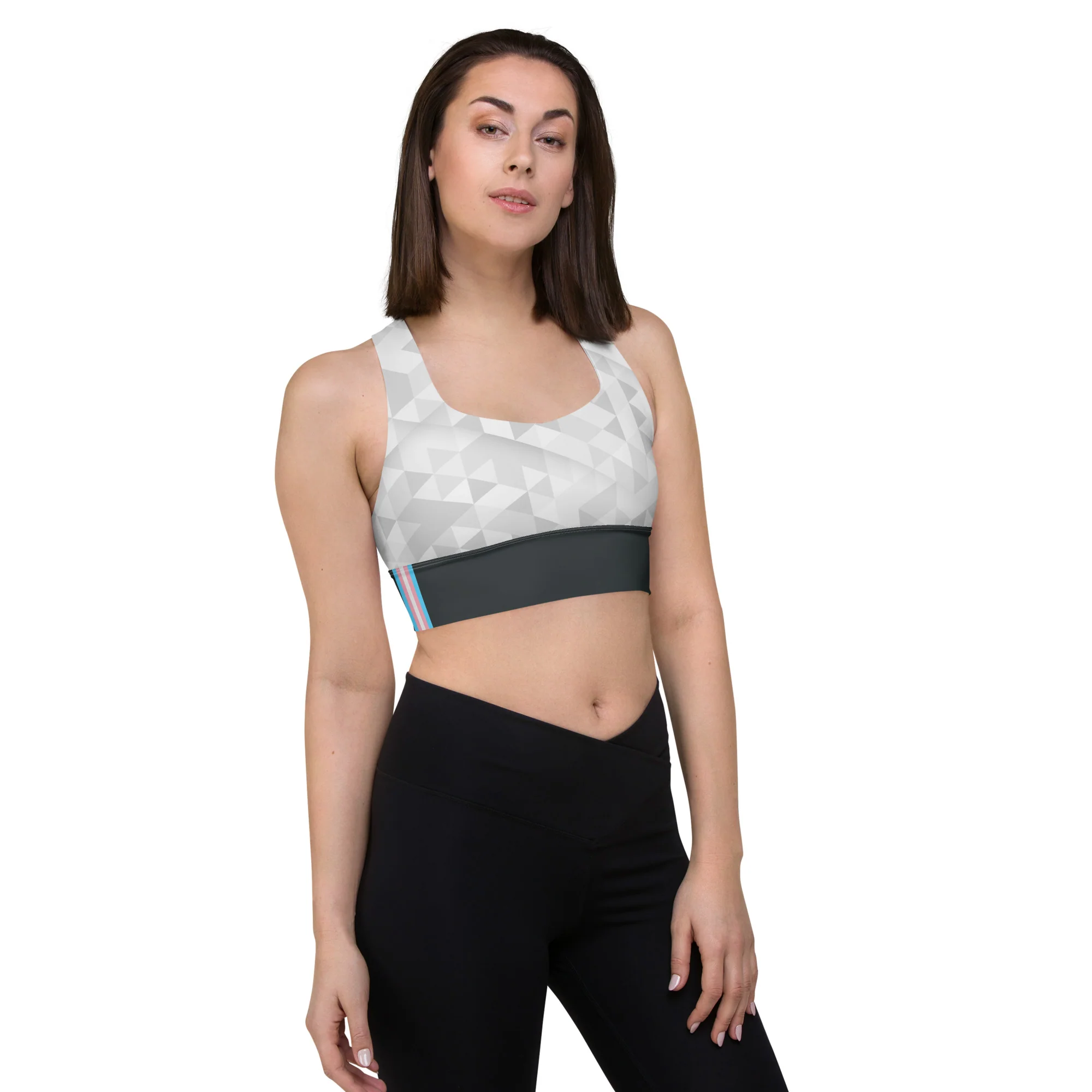 Trans Triangle Pattern Longline Sports Bra - Image 7