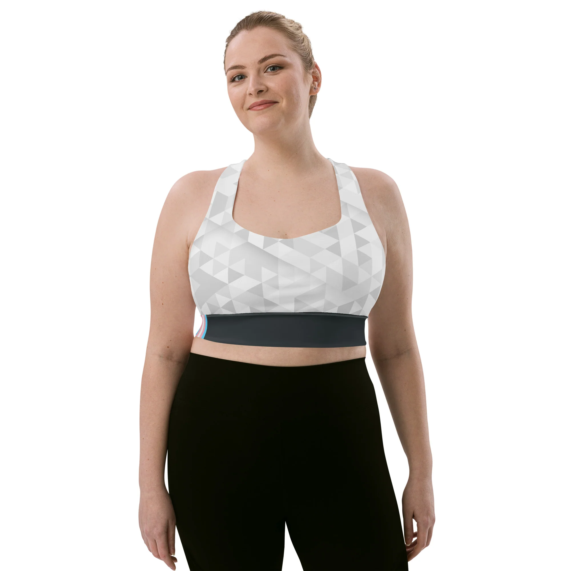 Trans Triangle Pattern Longline Sports Bra - Image 9