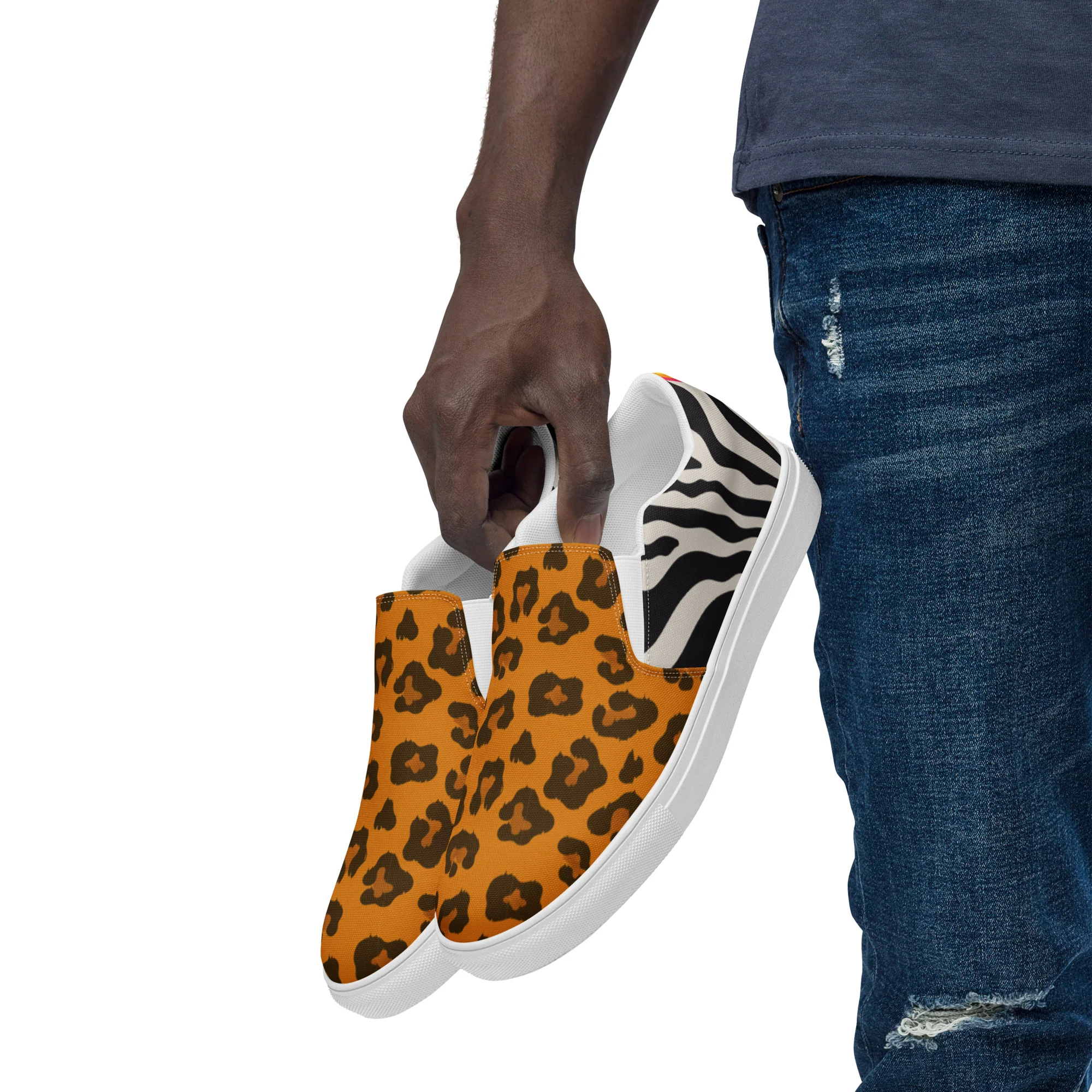 Two Tone Safari Print Slip-on Shoes (male sizes) - Image 5