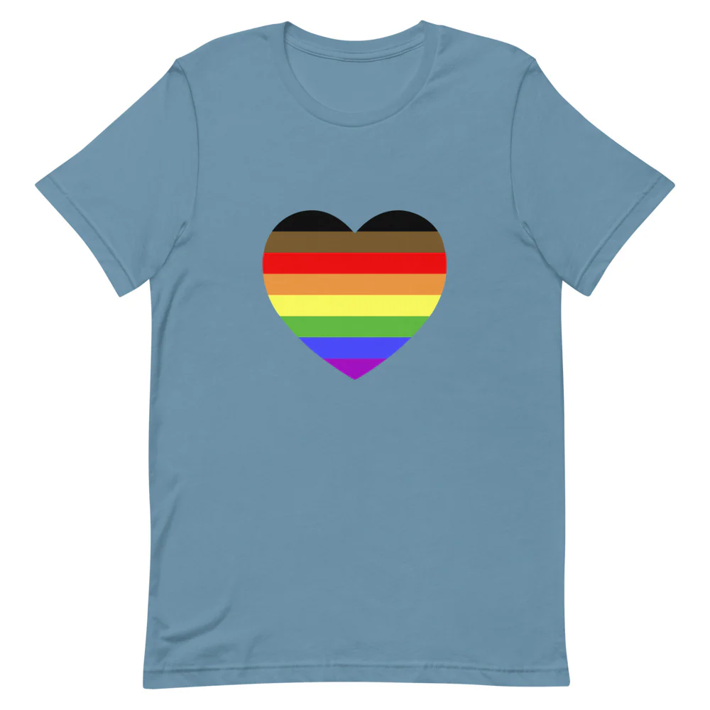 POC Inclusive Rainbow Pride Flag Heart T-Shirt - Image 4