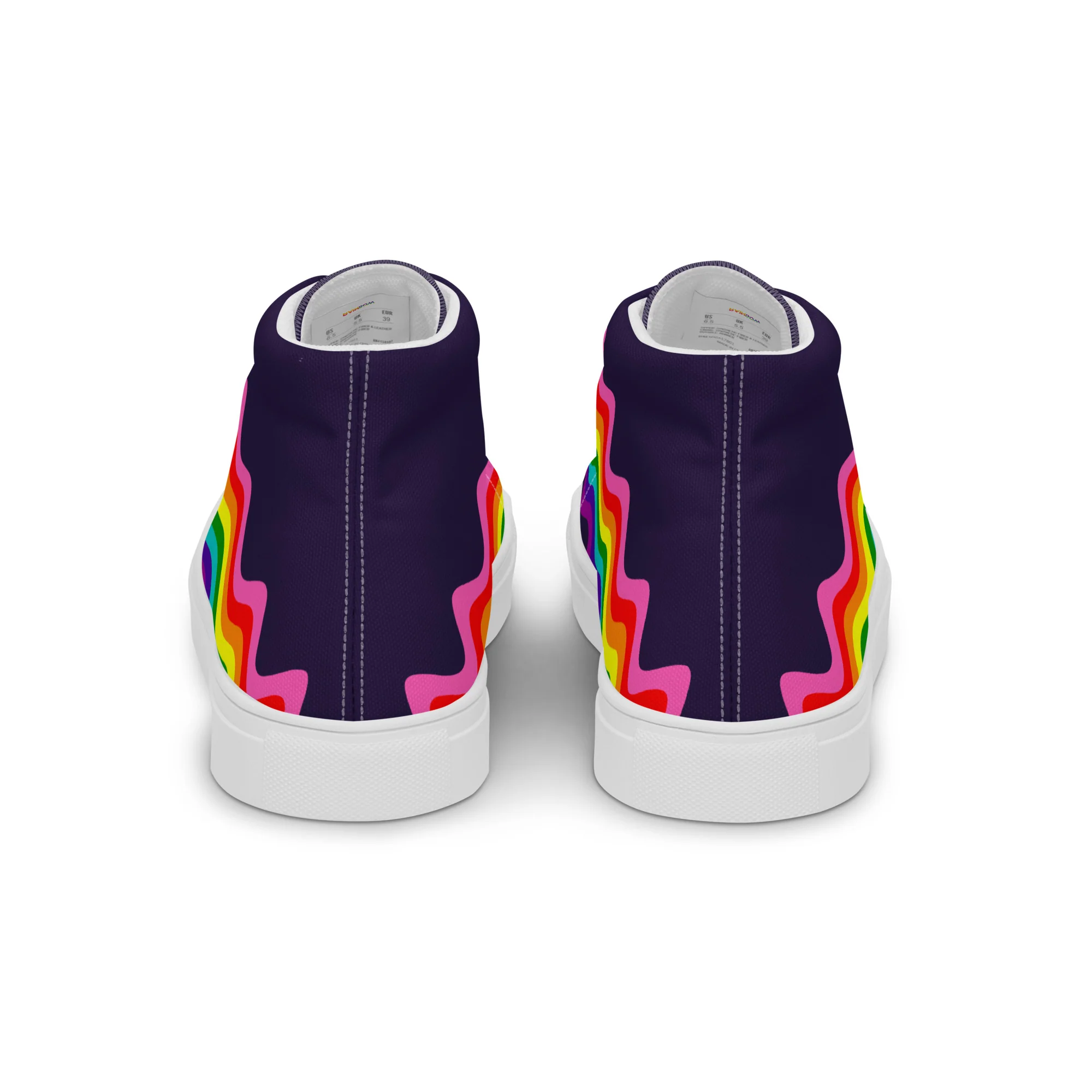Wavy Gilbert Baker Rainbow Pride Flag High Top Trainers (male sizes) - Image 11