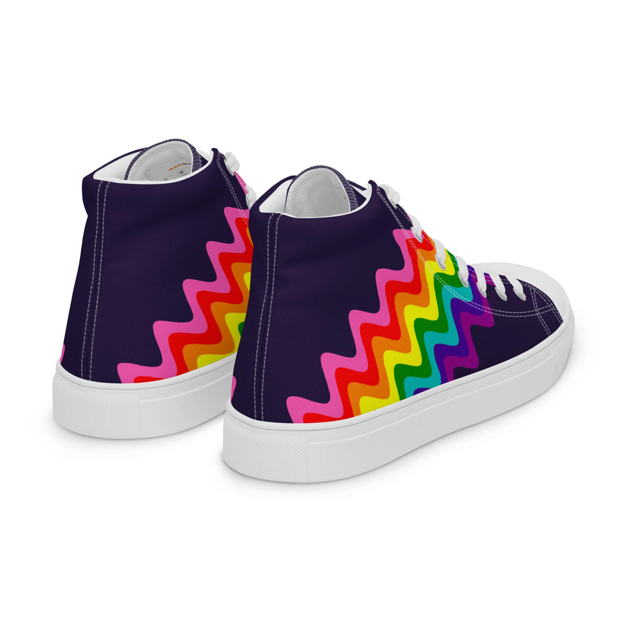 Wavy Gilbert Baker Rainbow Pride Flag High Top Trainers (male sizes) - Image 14