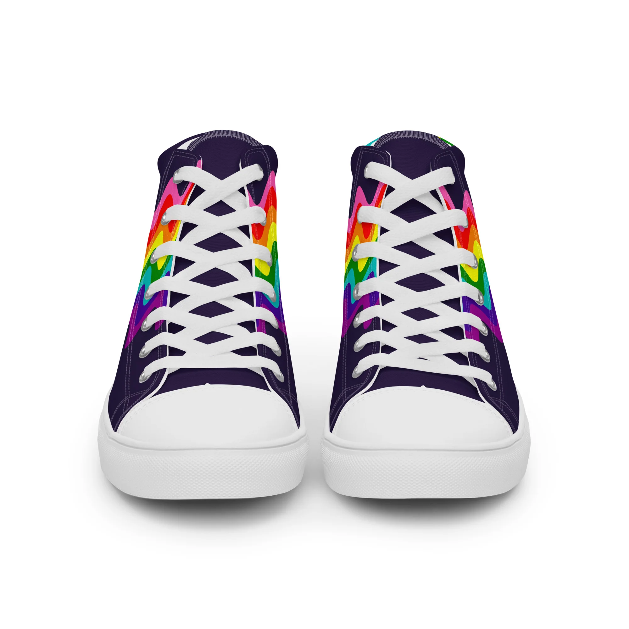 Wavy Gilbert Baker Rainbow Pride Flag High Top Trainers (male sizes) - Image 16