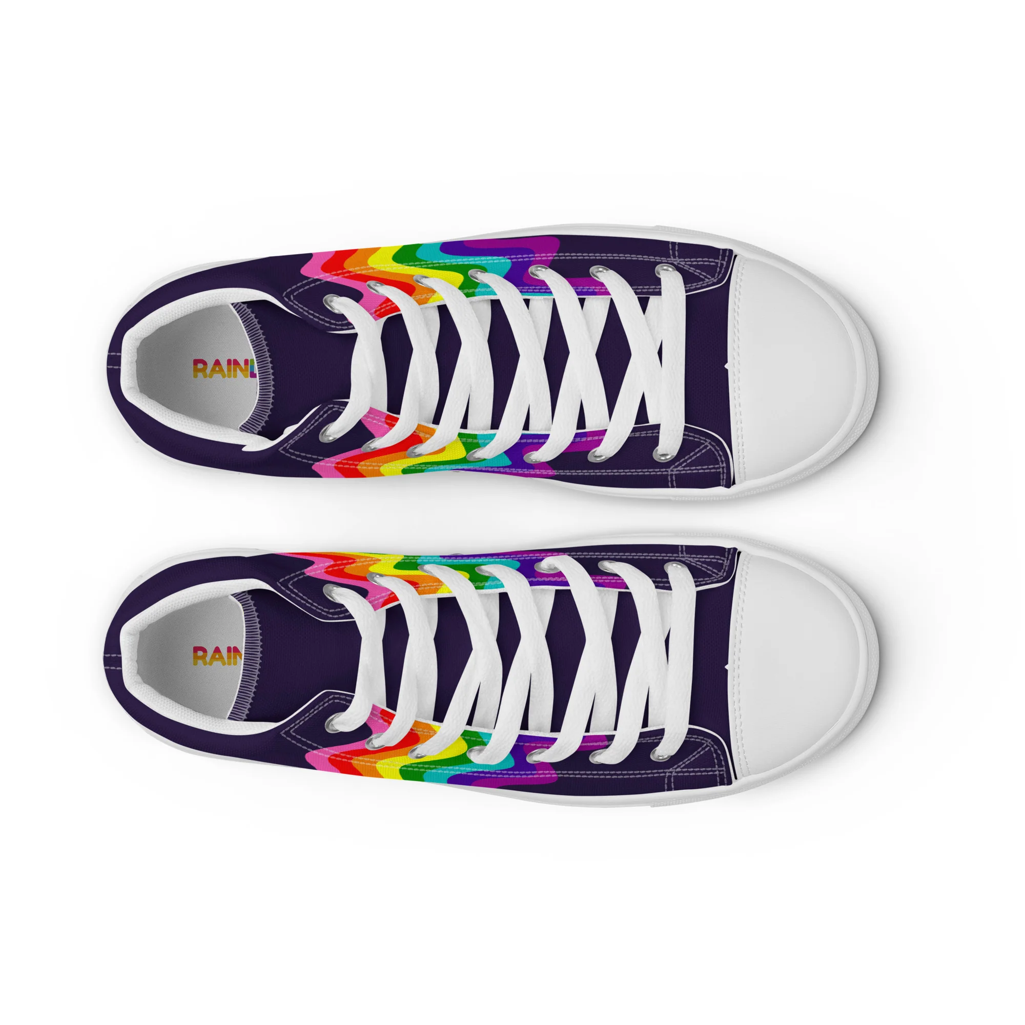Wavy Gilbert Baker Rainbow Pride Flag High Top Trainers (male sizes) - Image 17