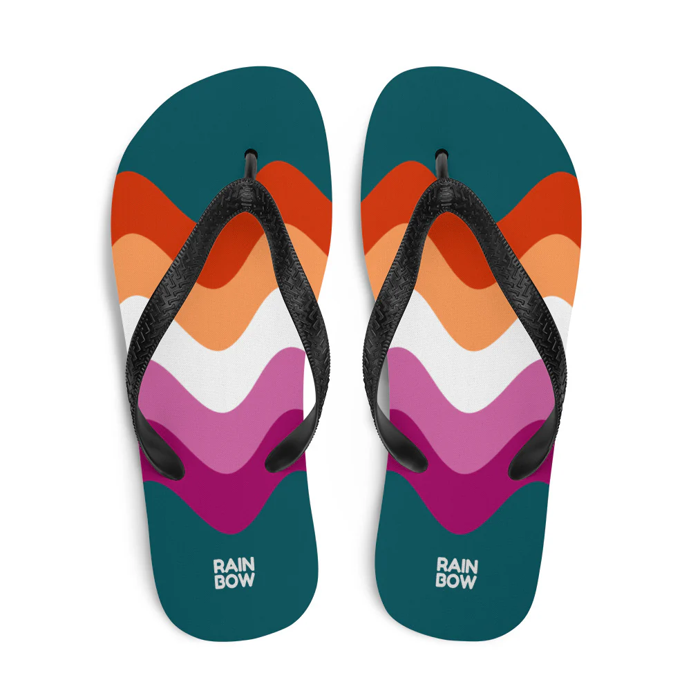 Wavy Lesbian Flag Flip-Flops