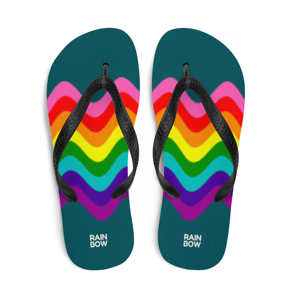 Wavy Original Pride Flag On Blue Flip-Flops - Image 3