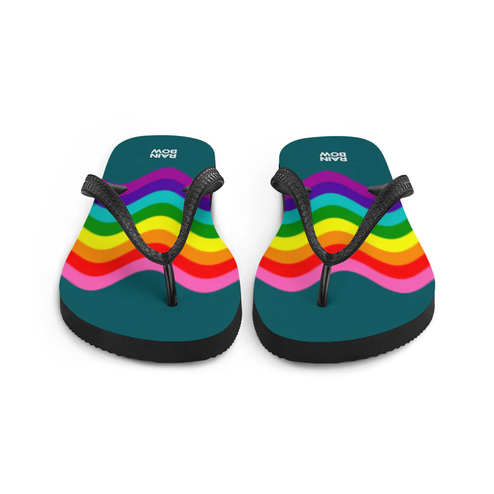 Wavy Original Pride Flag On Blue Flip-Flops - Image 6