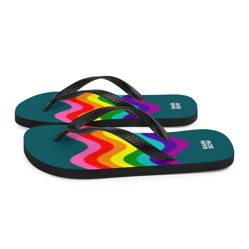 Wavy Original Pride Flag On Blue Flip-Flops - Image 7