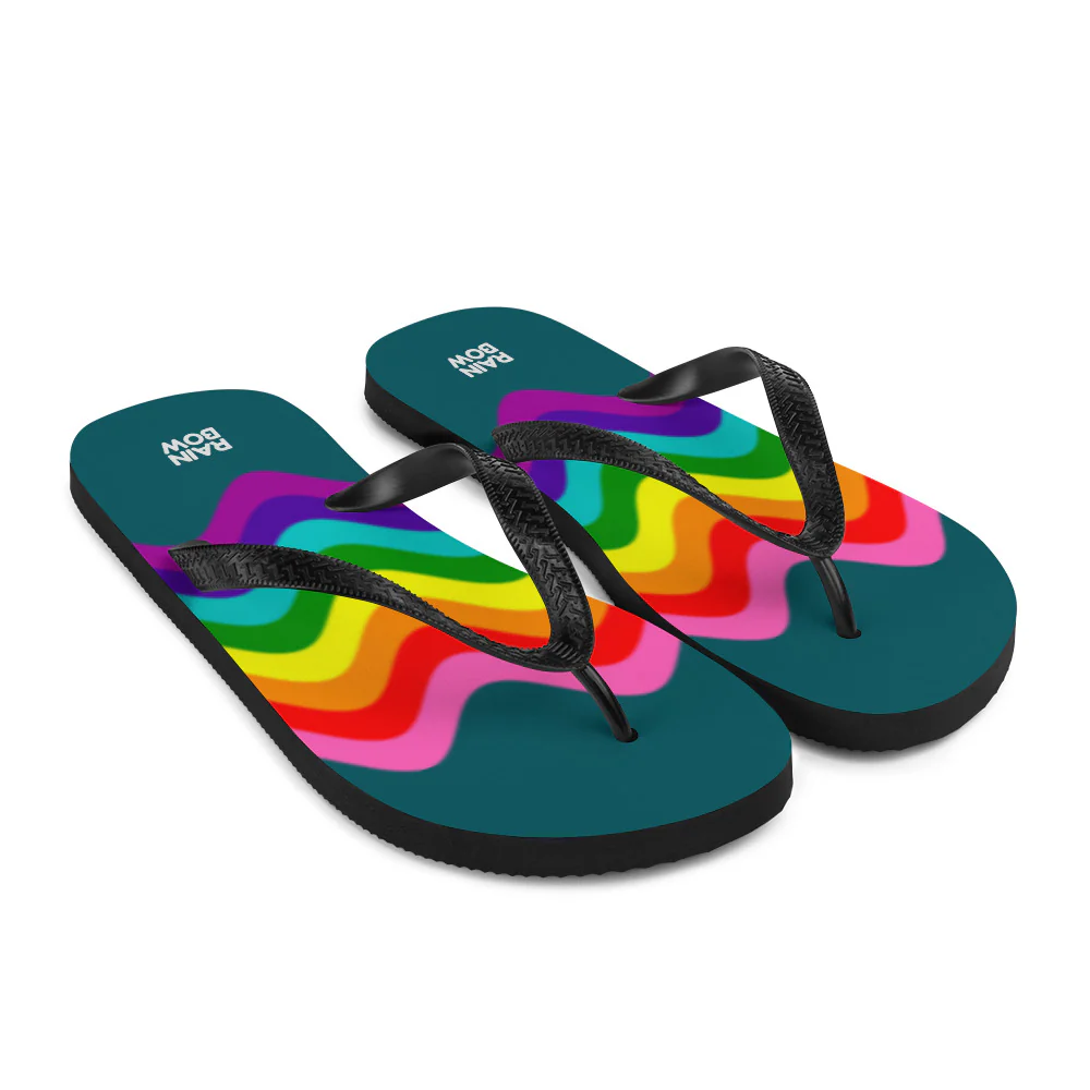 Wavy Original Pride Flag On Blue Flip-Flops - Image 9