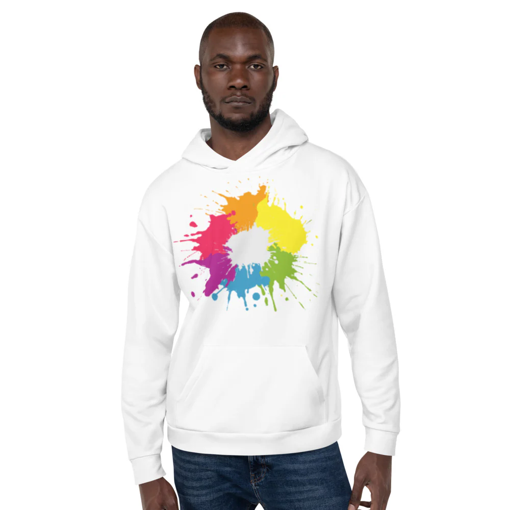 White Rainbow Paint Splatter Hoodie - Image 3