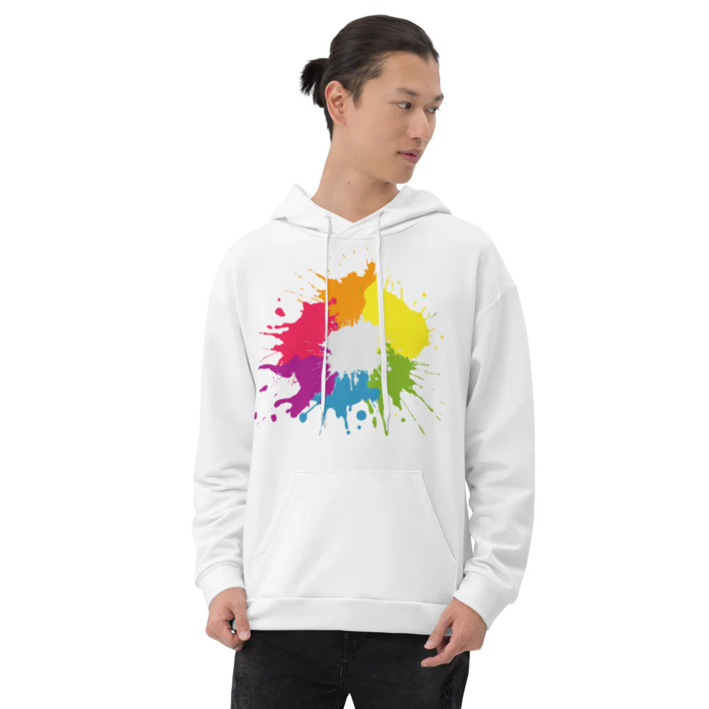 White Rainbow Paint Splatter Hoodie - Image 4