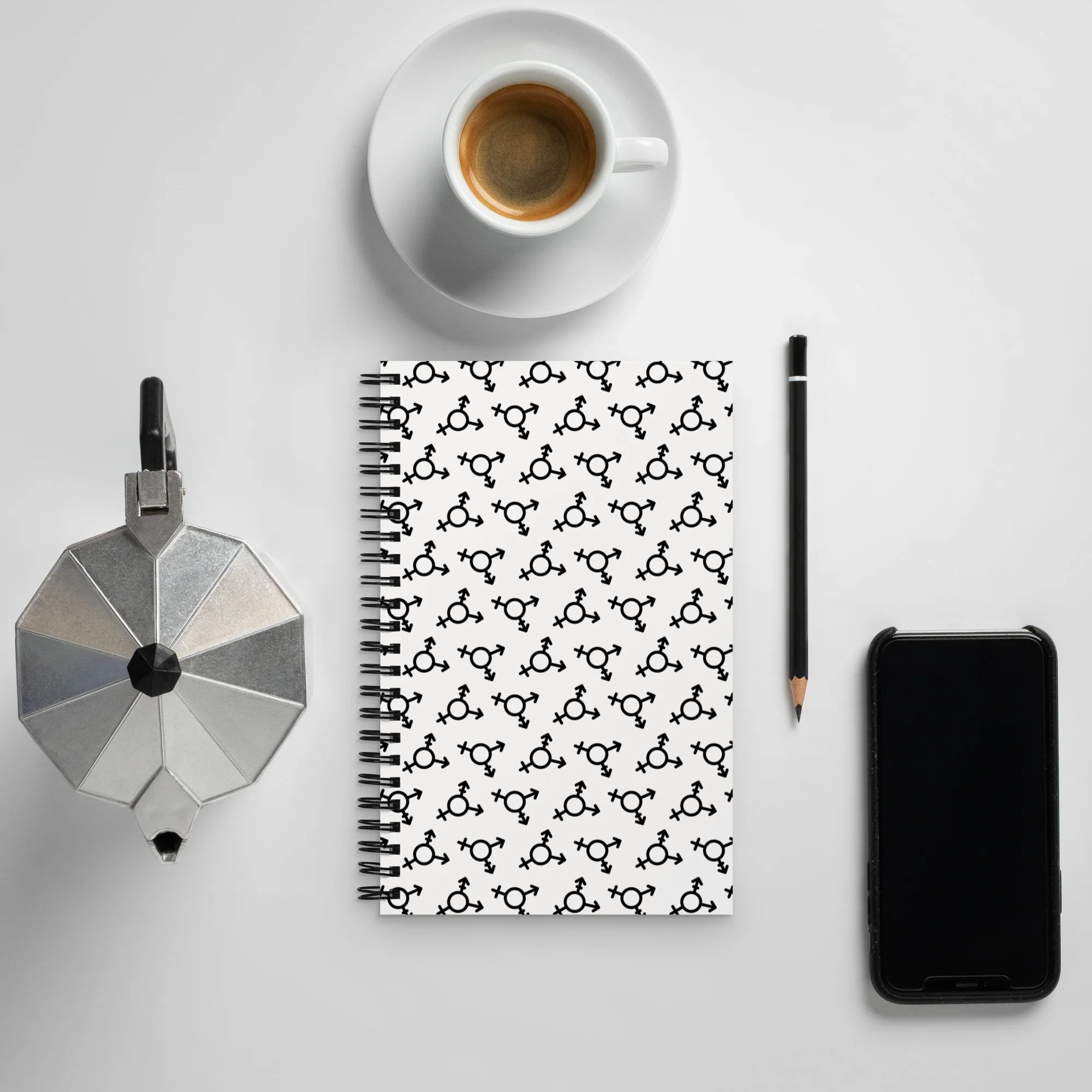 White Trans Symbol Pattern Notebook - Image 4