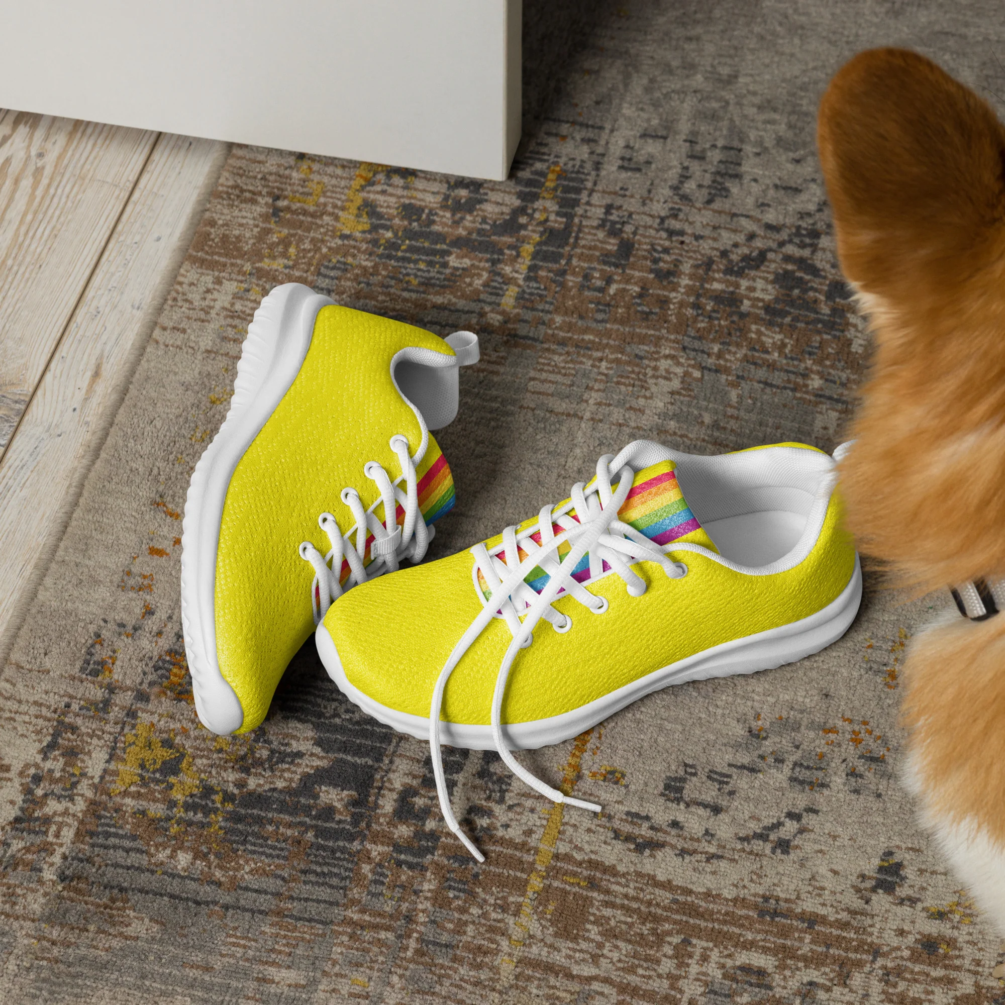 Yellow Rainbow Pride Flag Trainers (male sizes) - Image 6
