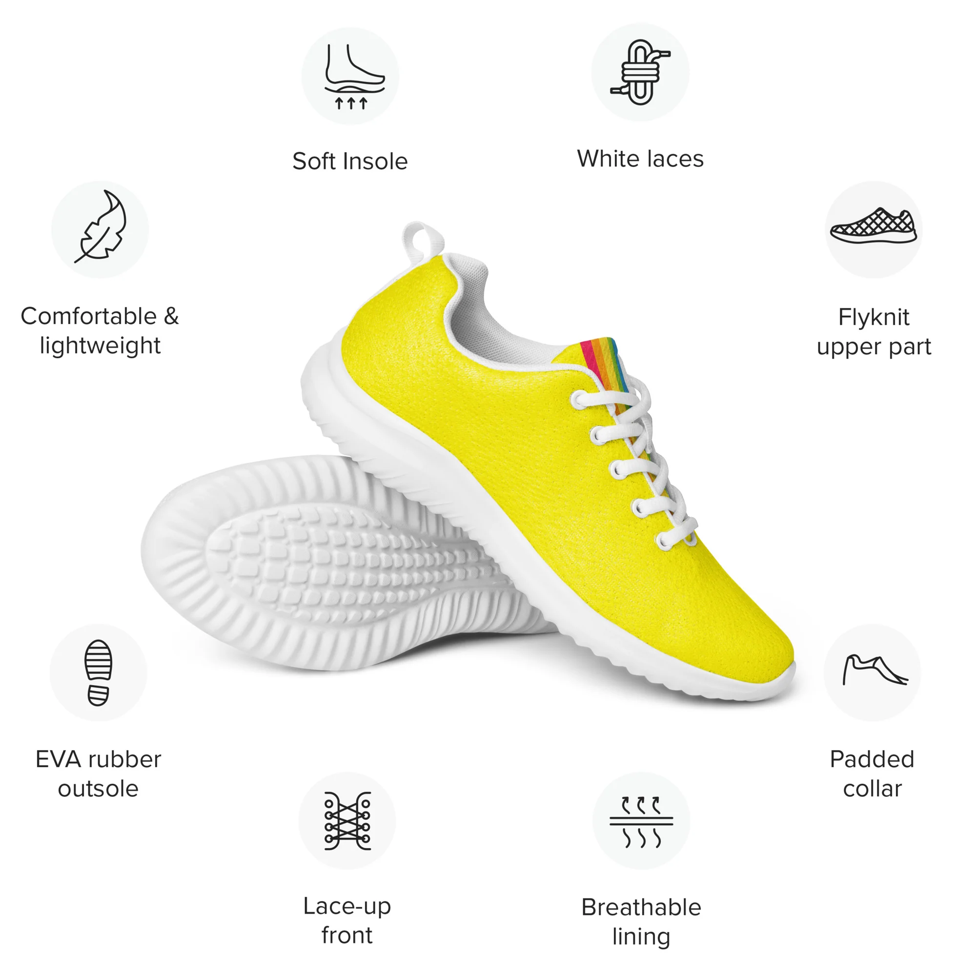 Yellow Rainbow Pride Trainers (female sizes) - Image 3