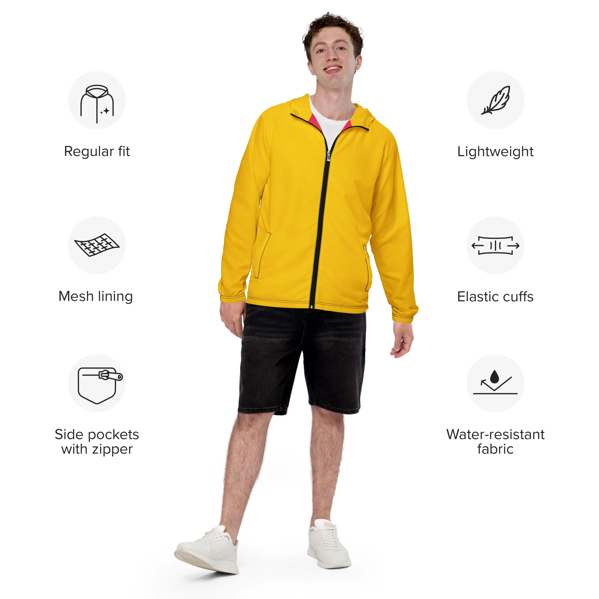 Yellow Windbreaker With Rainbow Pride Inside - Image 3